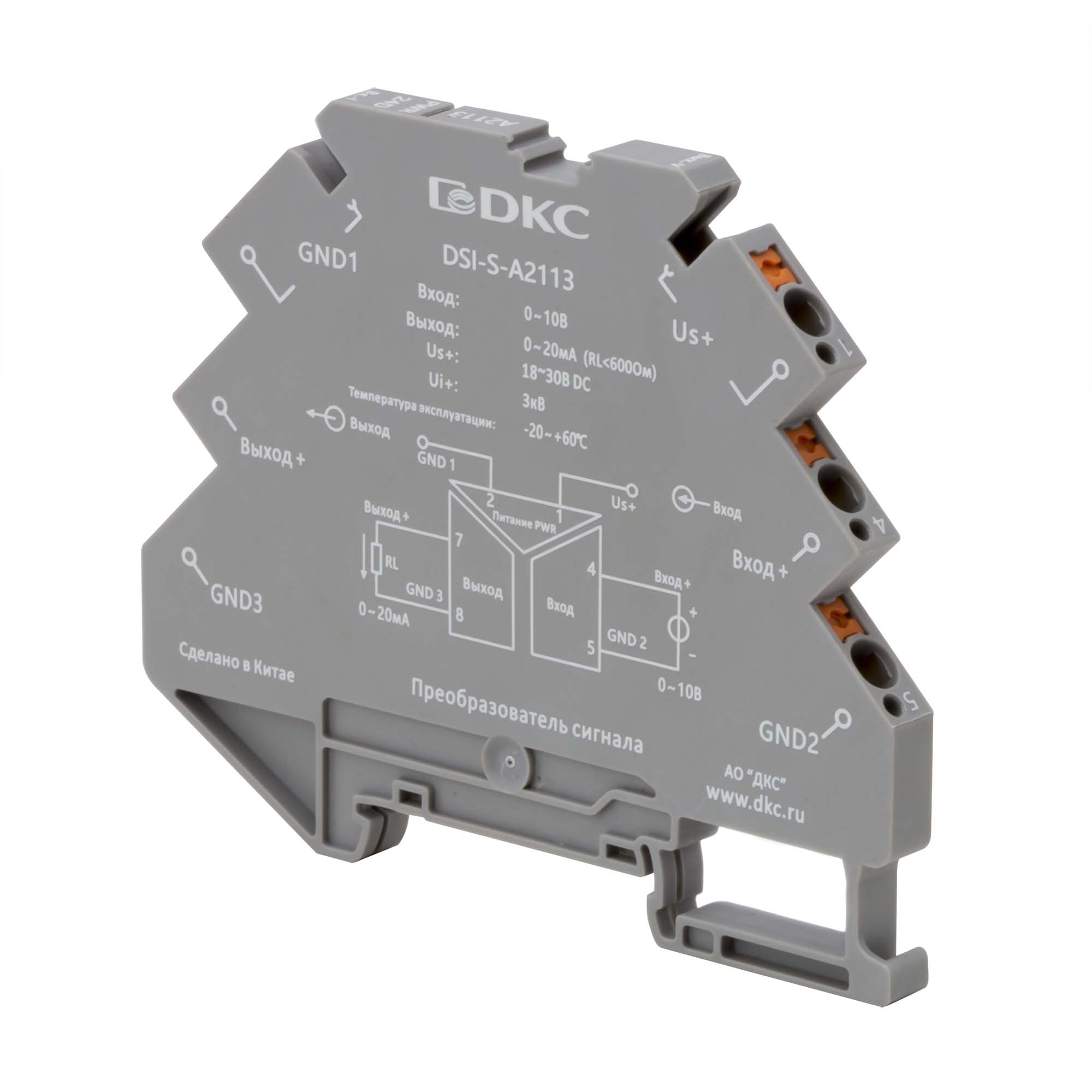 Преобразователь сигнала DSI-S, 6,2 мм 1 вход 0…10 В, 1 выход 0…20 мА