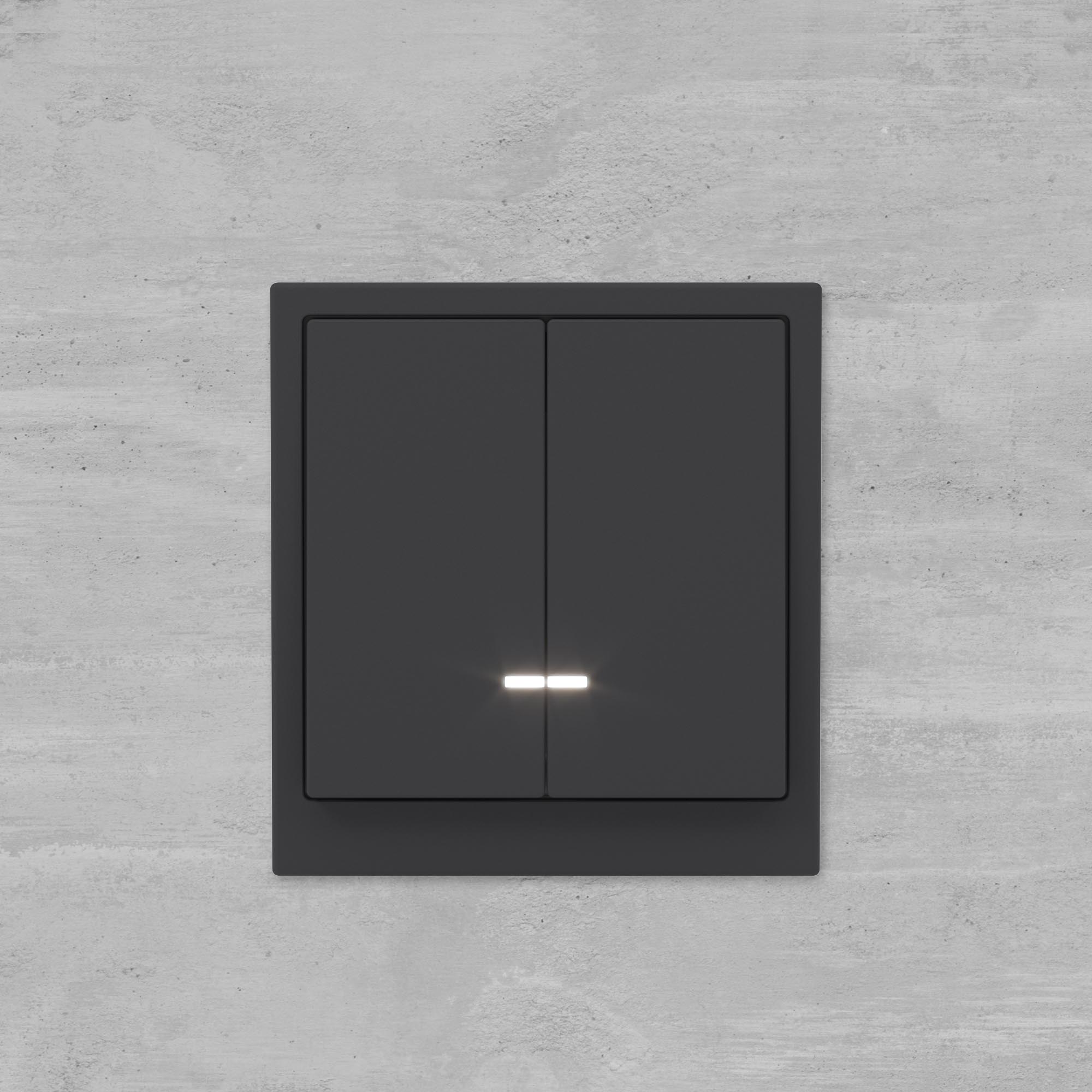 Переключатель двухклавишный с подсветкой, KANT, черный уголь