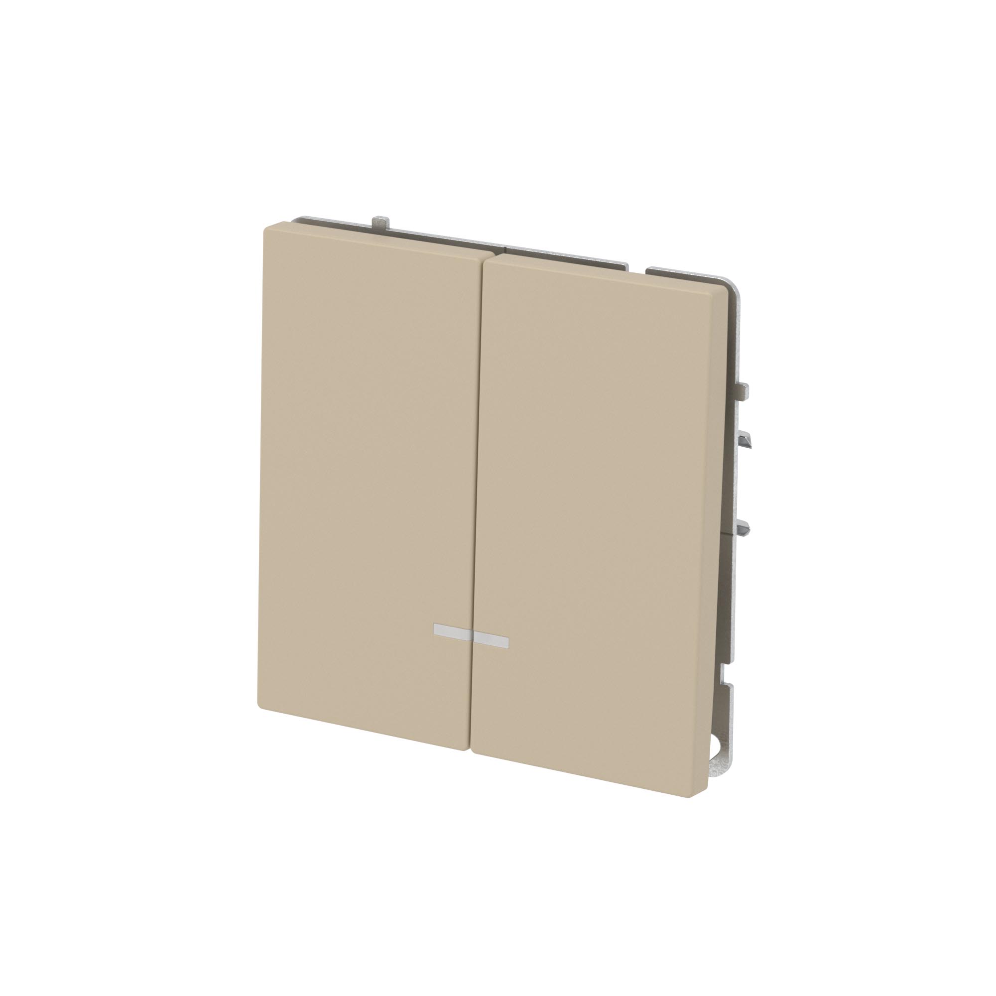 Выключатель двухклавишный с подсветкой, KANT, ванильный марципан