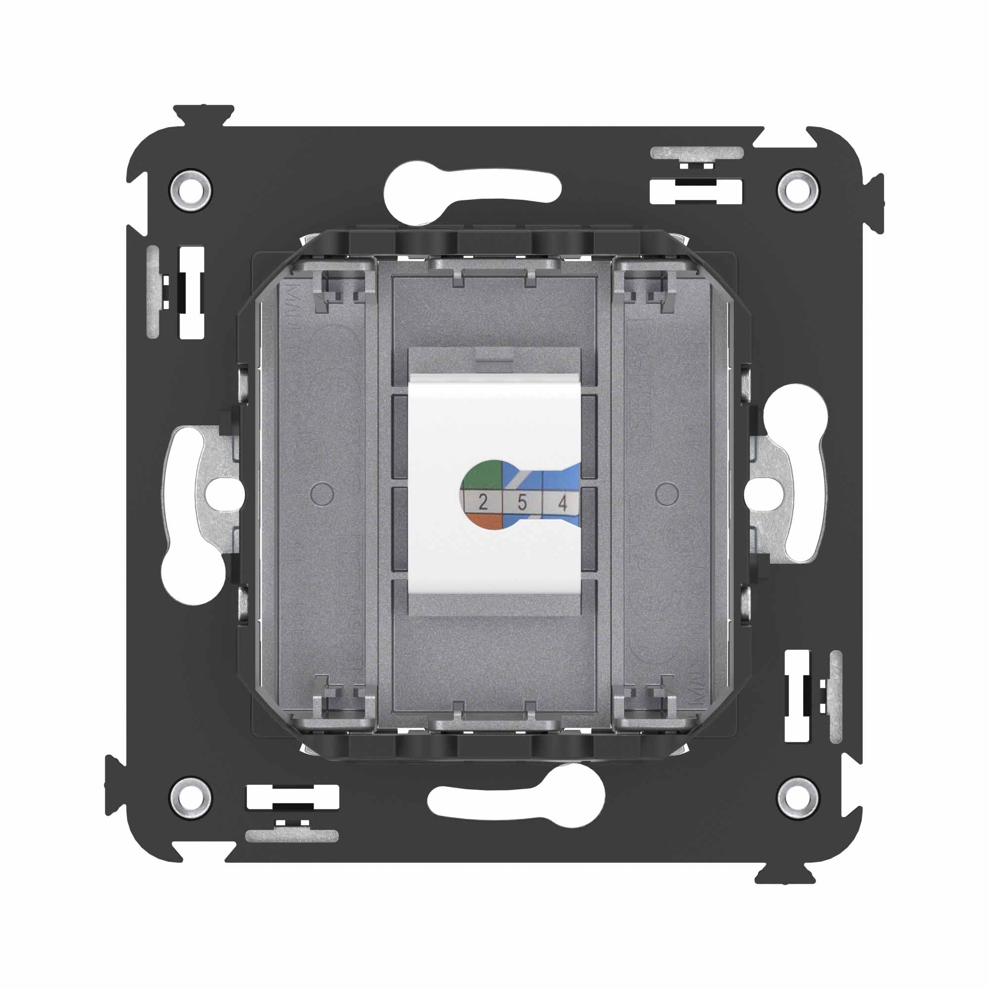 Телефонная розетка RJ-12 без шторки в стену одинарная, Avanti, закаленная сталь