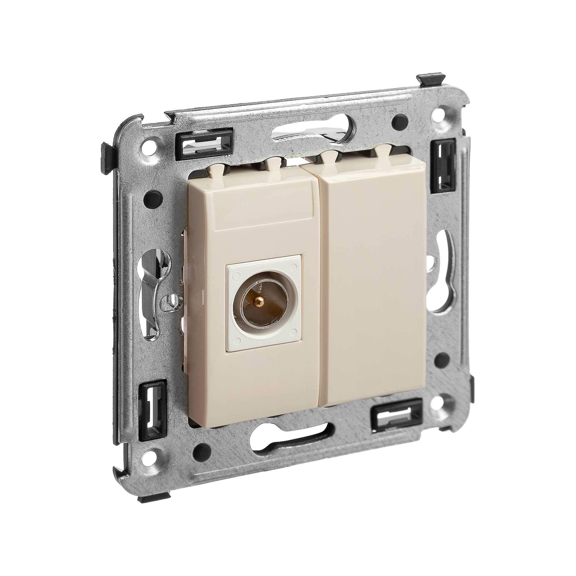 Розетка TV одиночная в стену, Avanti, ванильная дымка