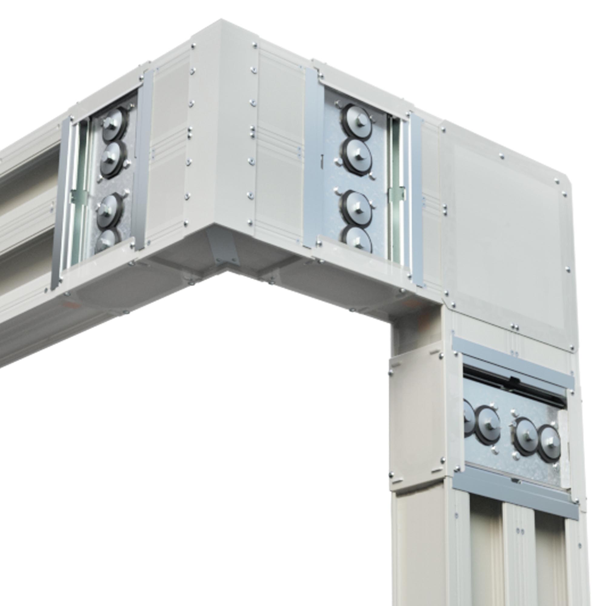 Горизонтальный + вертикальный угол + секция подключения, Al, IP55