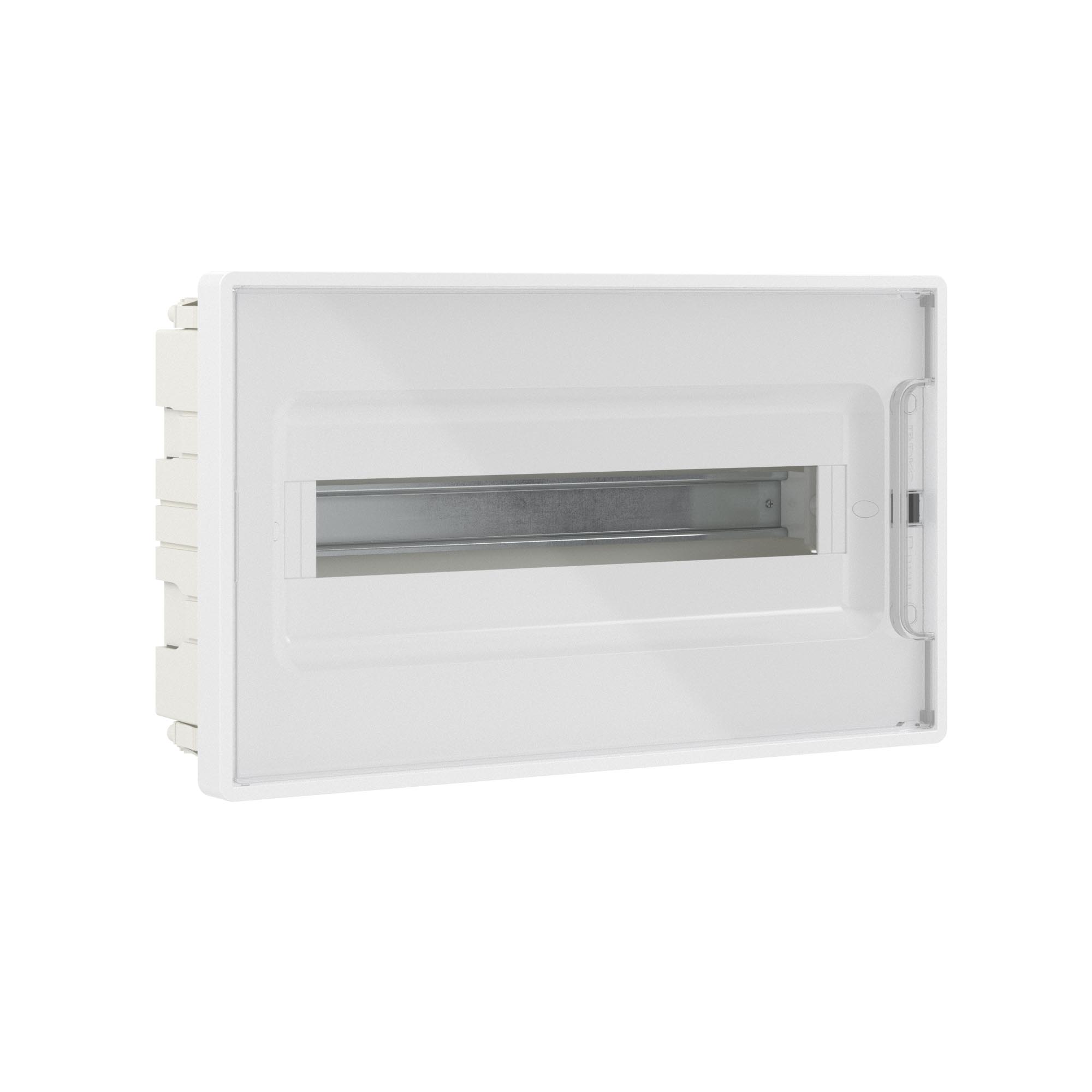 Модульные щитки "Фрейм" (FRAME) встраиваемые Щиток 18 мод встраиваемый Фрейм (FRAME), белый, с прозрачной дверцей, с 2 шинами  PEN на 8 и 10 отв. DKC|ДКС