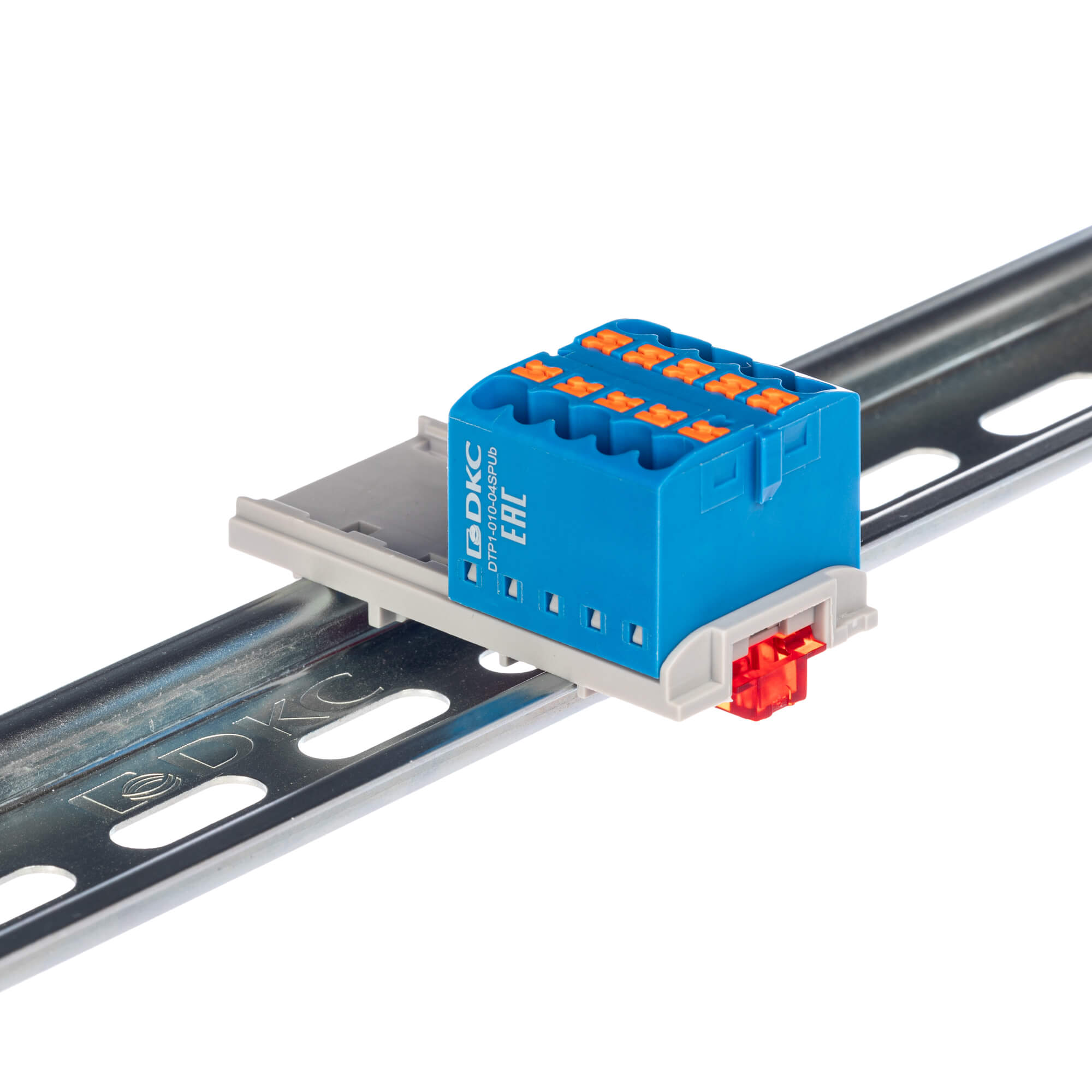 Блок распределительный с верт. адаптером на рейки шириной 15/35мм, зажим push-in, 10 точек подключения 2,5 кв.мм, синий