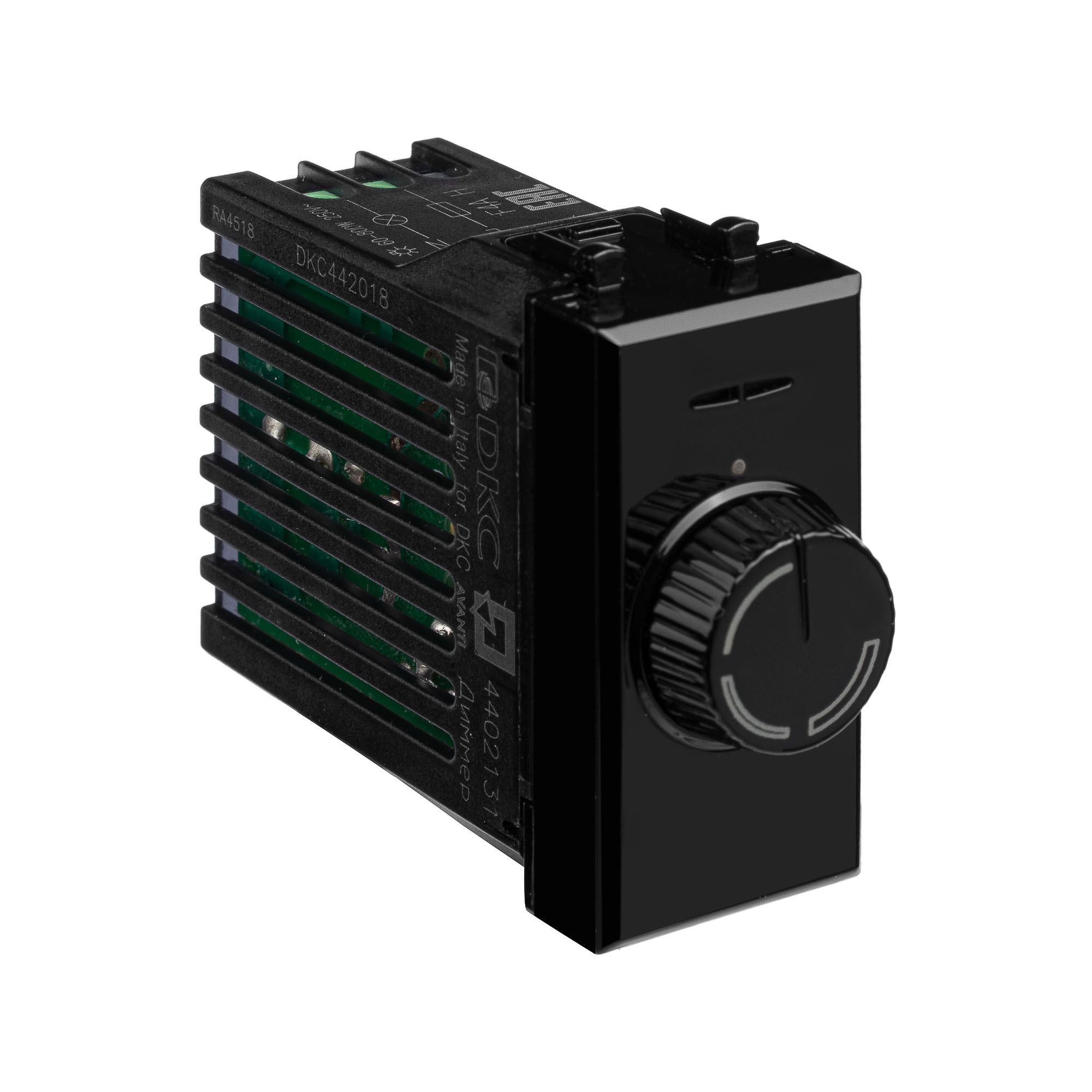 Диммер поворотный модульный, Avanti, черный квадрат, 1 модуль