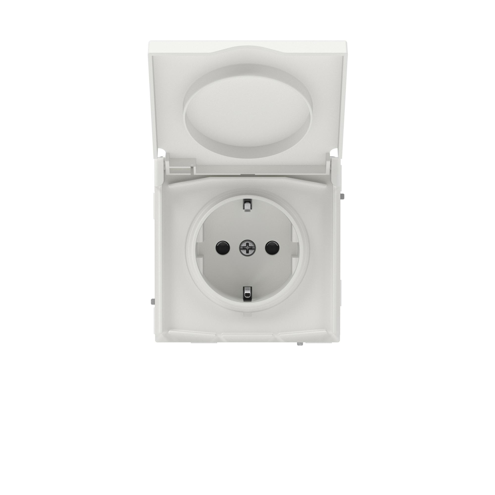 Силовые розетки Розетка силовая, 2P+E, с з/ш, с крышкой, IP44, KANT, белый песок DKC|ДКС