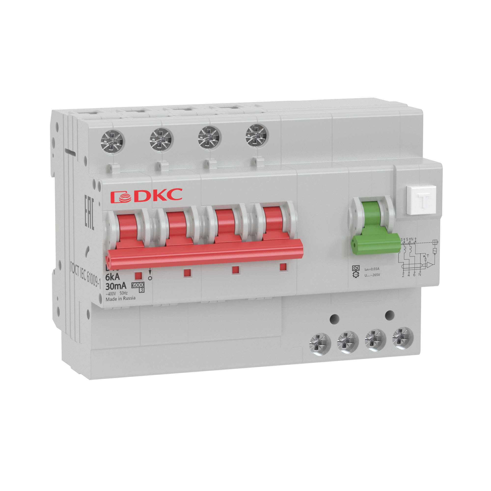 АВДТ YON MDV63 3P+N 20A C 100mA 6kA тип A MDV63-43C20-A DKC