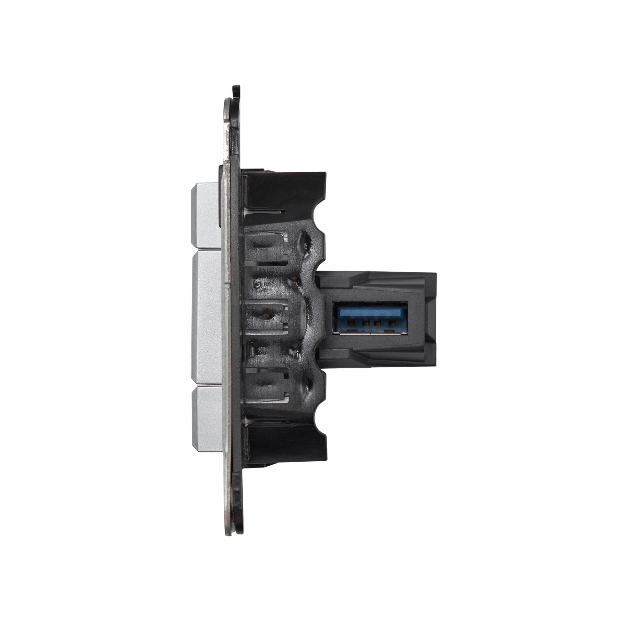 USB 3.0 розетка одинарная в стену, тип А-А, Avanti, закаленная сталь
