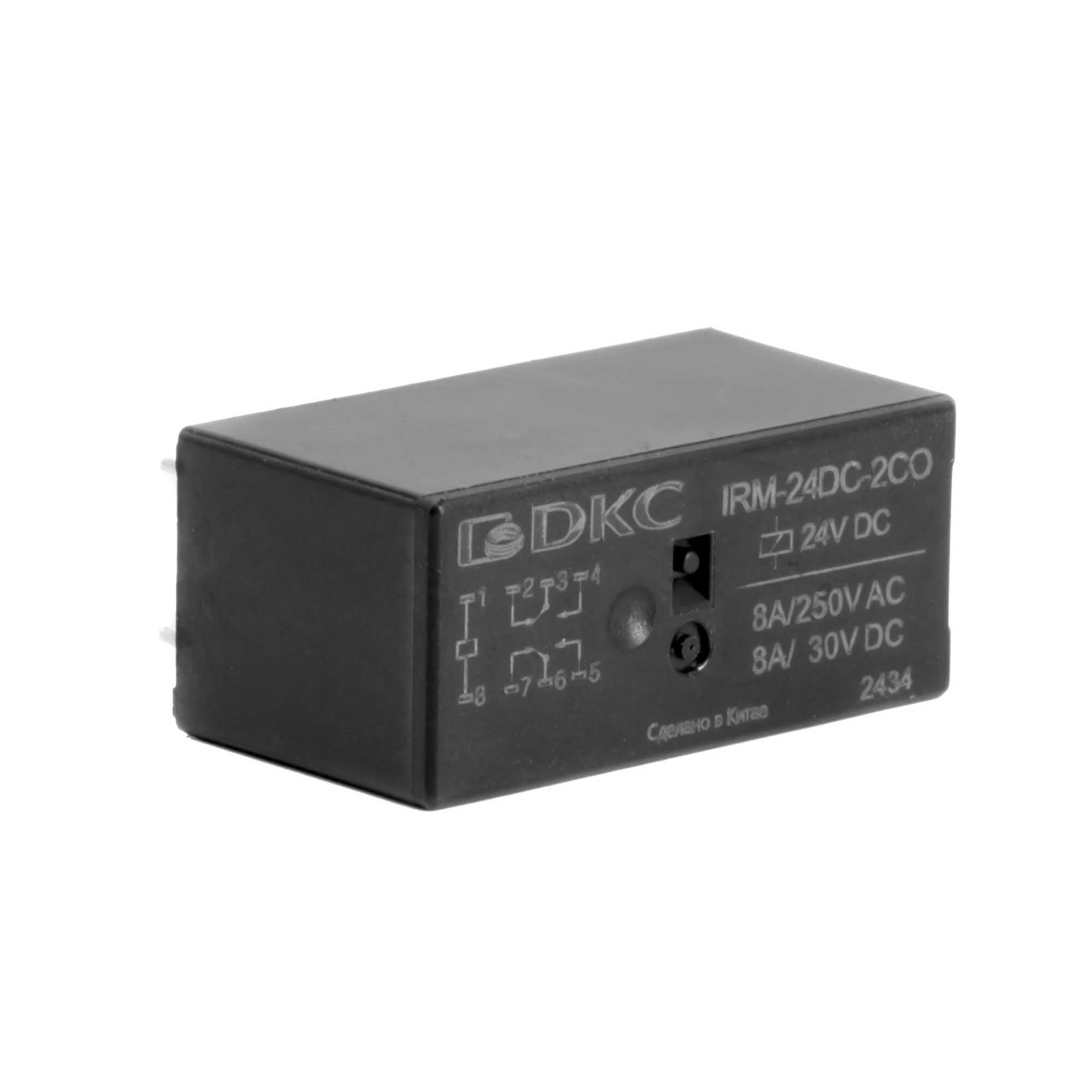 Реле миниатюрное низкопрофильное, 2CO, ком. ток 8А, AgSnO2, напряжение 24V DC