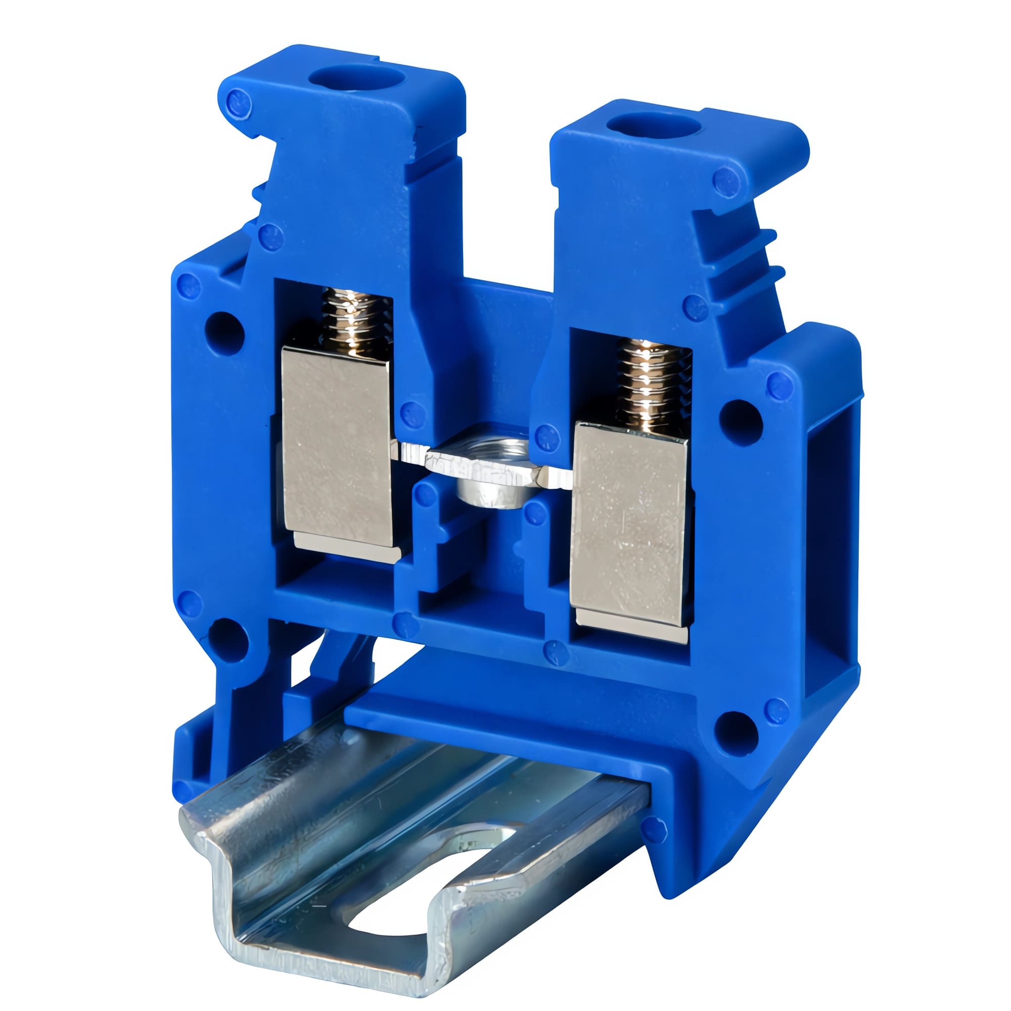 Мини-клемма проходная, винтовой зажим, 2 точки подключения, 2.5 кв.мм, синяя