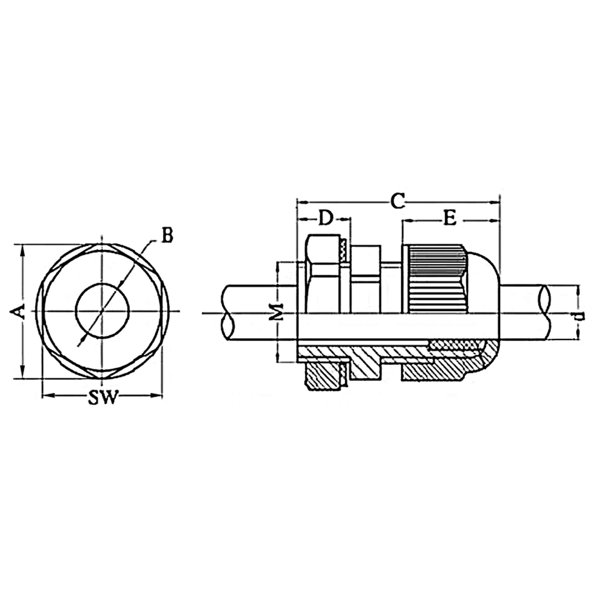 Зажим кабельный с контргайкой, IP68, PG21, д.13 - 18мм ДКС|DKC ...