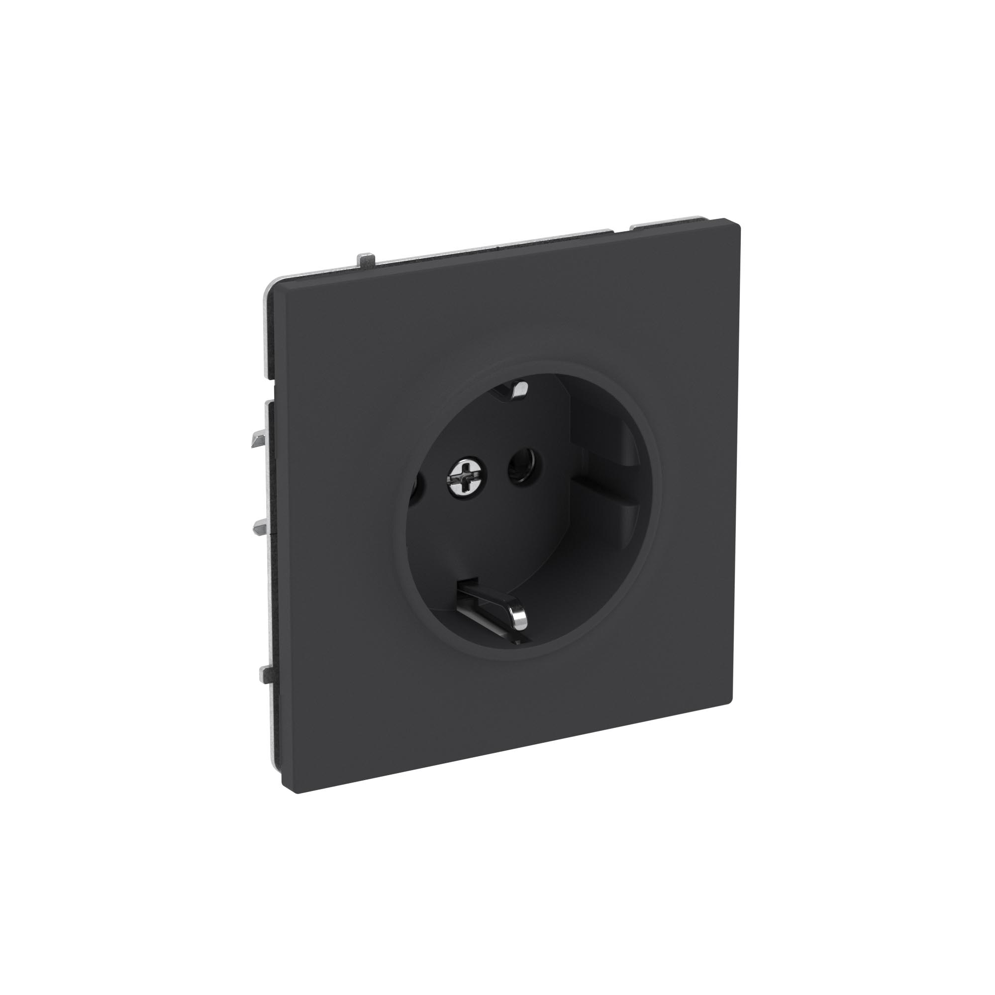 Розетка силовая, 2P+E, без з/ш, KANT, черный уголь