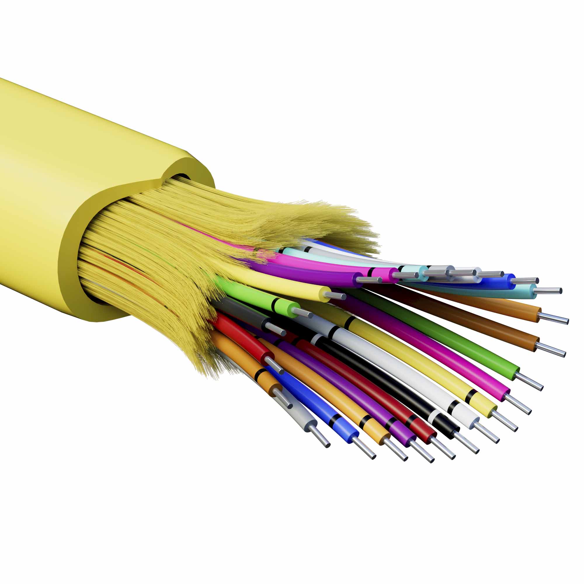 Кабели для внутренней прокладки с волокнами ОS2 Кабель волоконно-оптический, распределительный, арамидные упрочняющие нити, для внутренней прокладки, нг(A)-HFLTx, 24 ОВ, категорияOS2 (G.652.D) плотный буфер, 0,4 кН, барабан 500 м DKC|ДКС