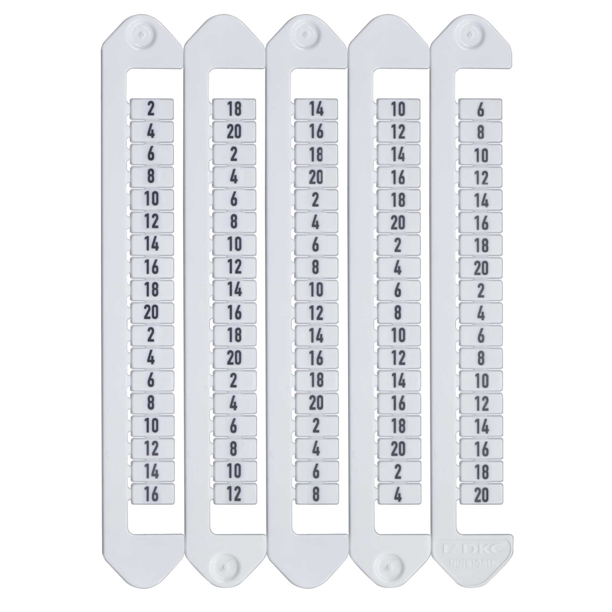 Маркировка для клемм, ширина 5 мм, от 2 до 20, вертикальная ориентация