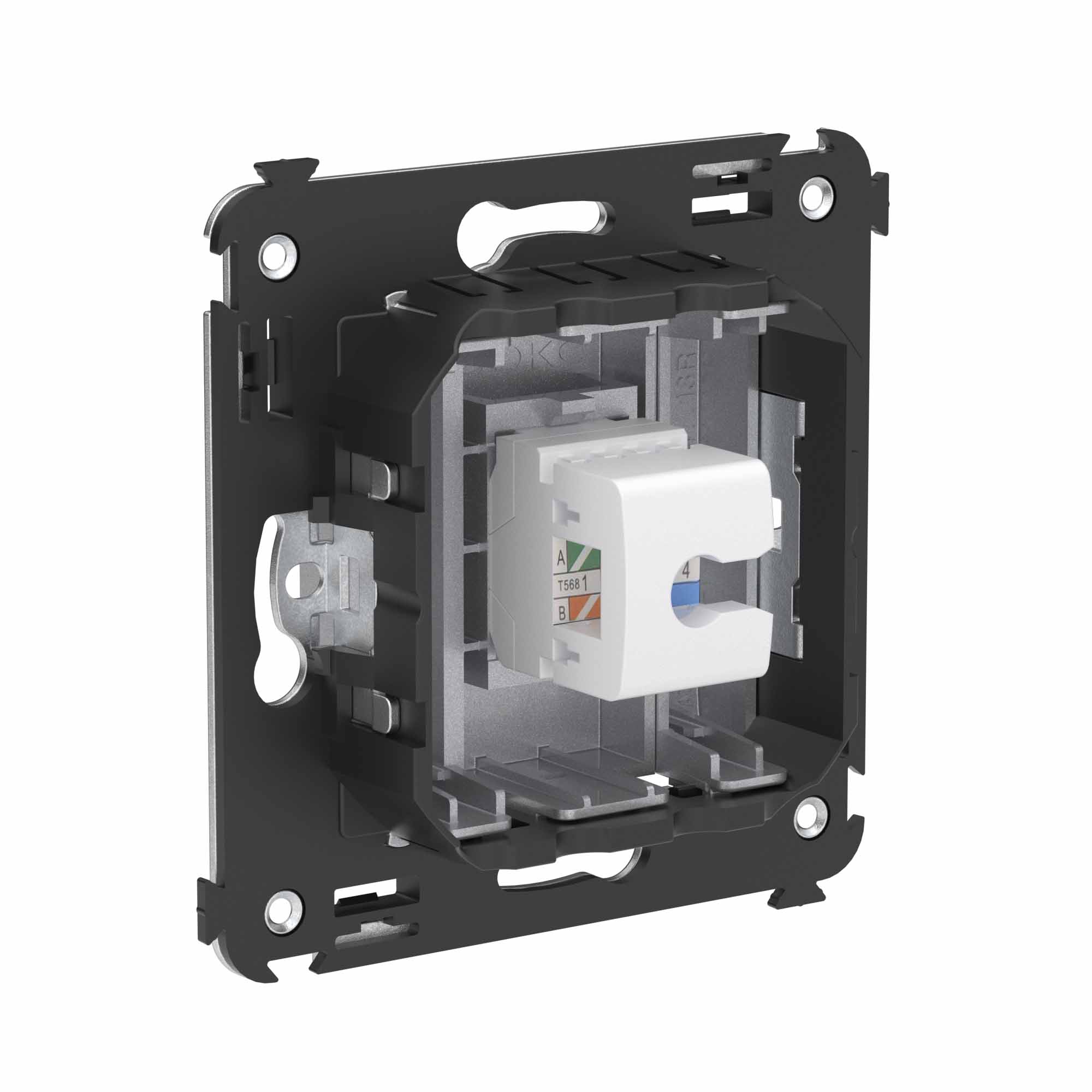 Телефонная розетка RJ-12 без шторки в стену одинарная, Avanti, закаленная сталь