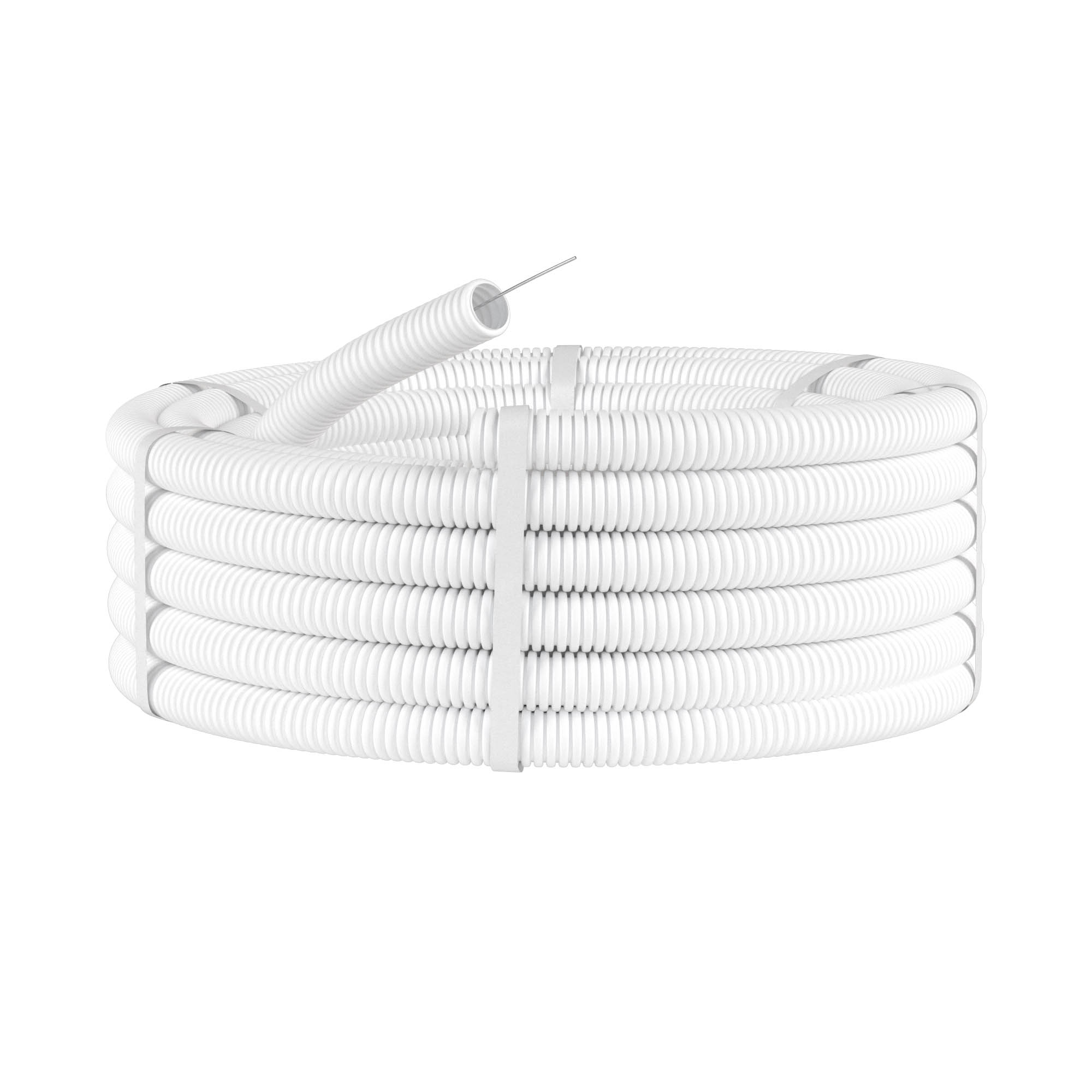 Труба ПЛЛ гибкая гофр. не содержит галогенов, HF, д.50мм, негорючая, ПВ-0, с протяжкой,15м, цвет белый