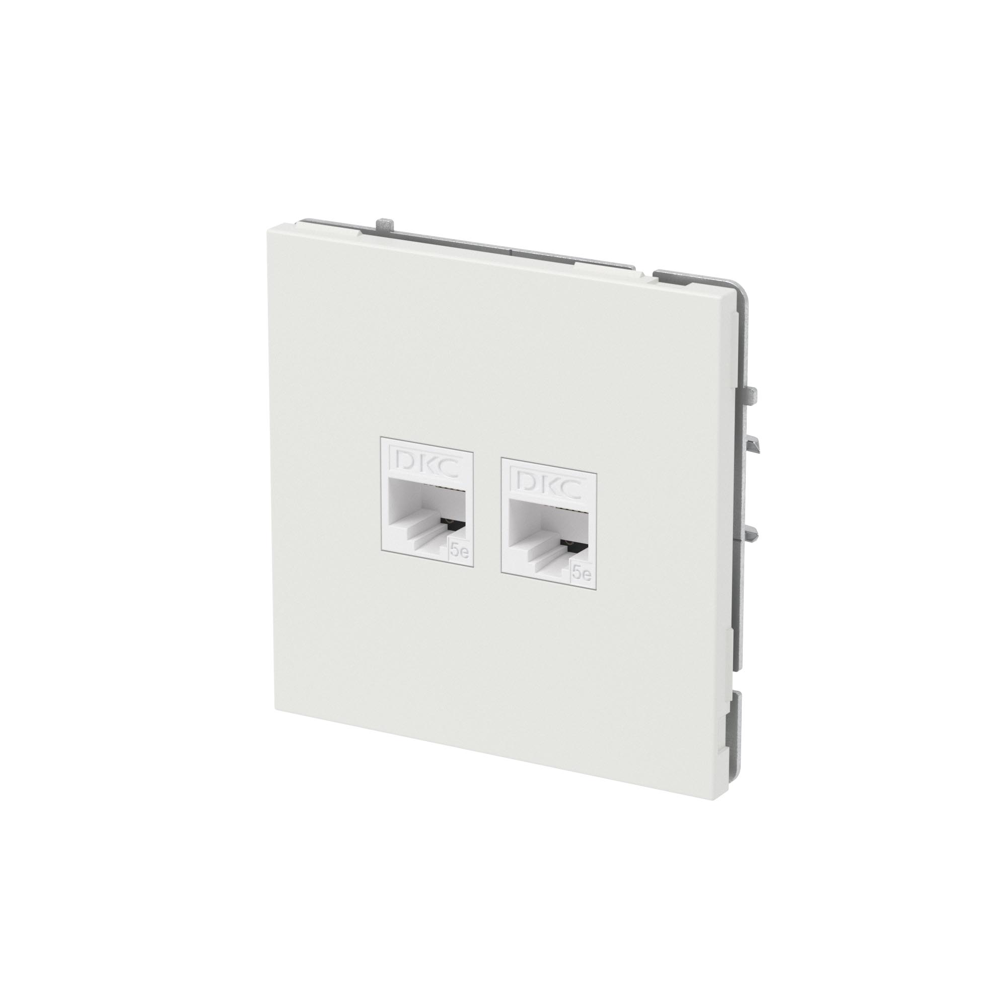 Компьютерная розетка RJ-45 без шторки, кат.5е двойная, KANT, белый песок