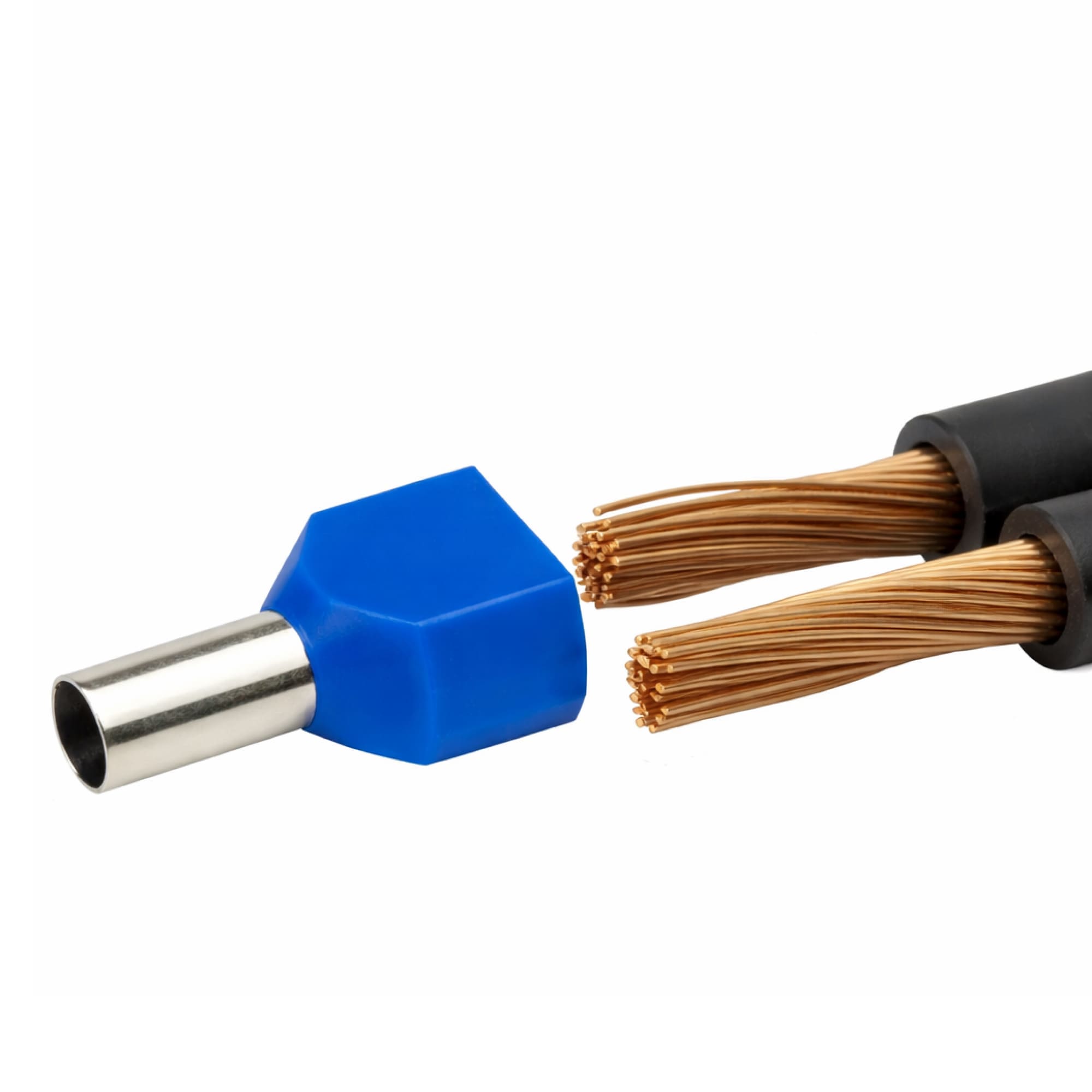 Наконечник-гильза двойная с изолир.фланцем для жилы сечением 2,5 кв.мм, длина контактной части 10мм, синий (НШВИ2 2.5-10)