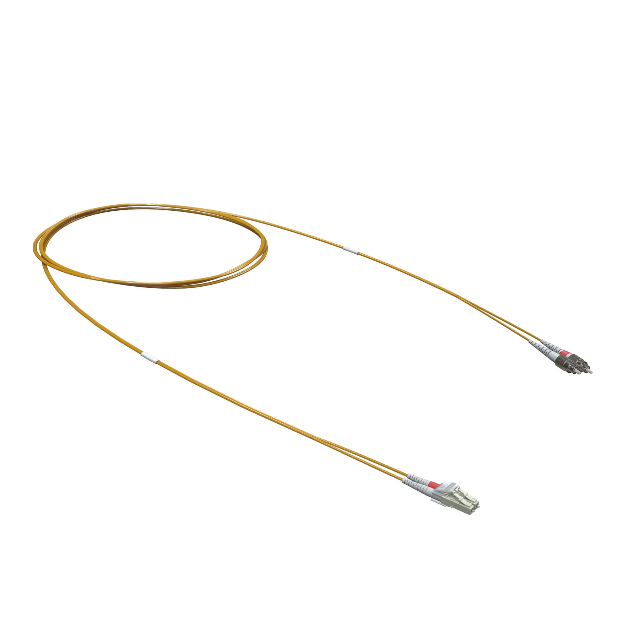 Коммутационные дуплексные шнуры с волокнами ОМ2 Оптический коммутационный шнур переходной двухволоконный (Duplex) LC-UPC/FC-UPC 50/125 OM2, 2 м DKC|ДКС