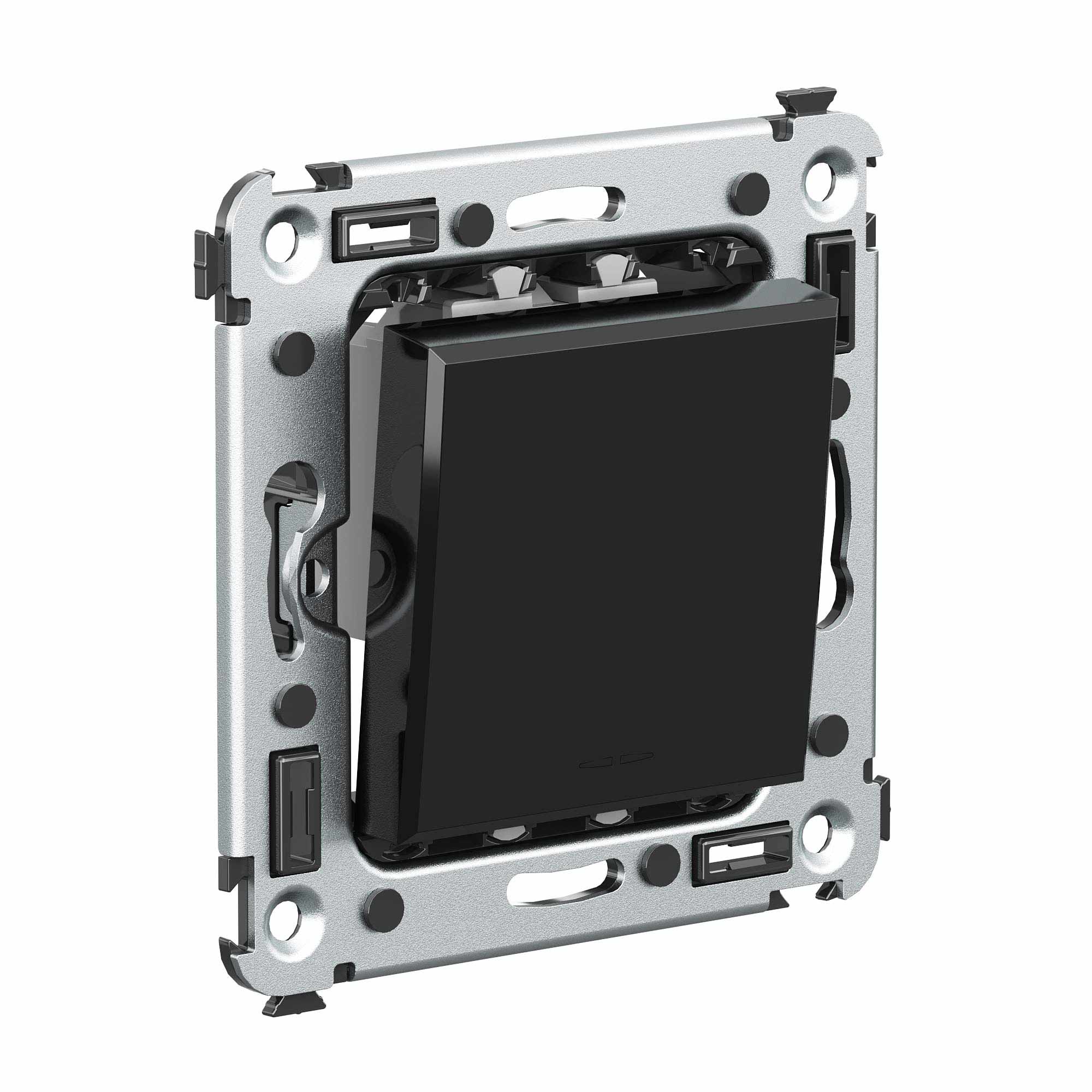 Инвертор одноклавишный в стену, Avanti, черный квадрат