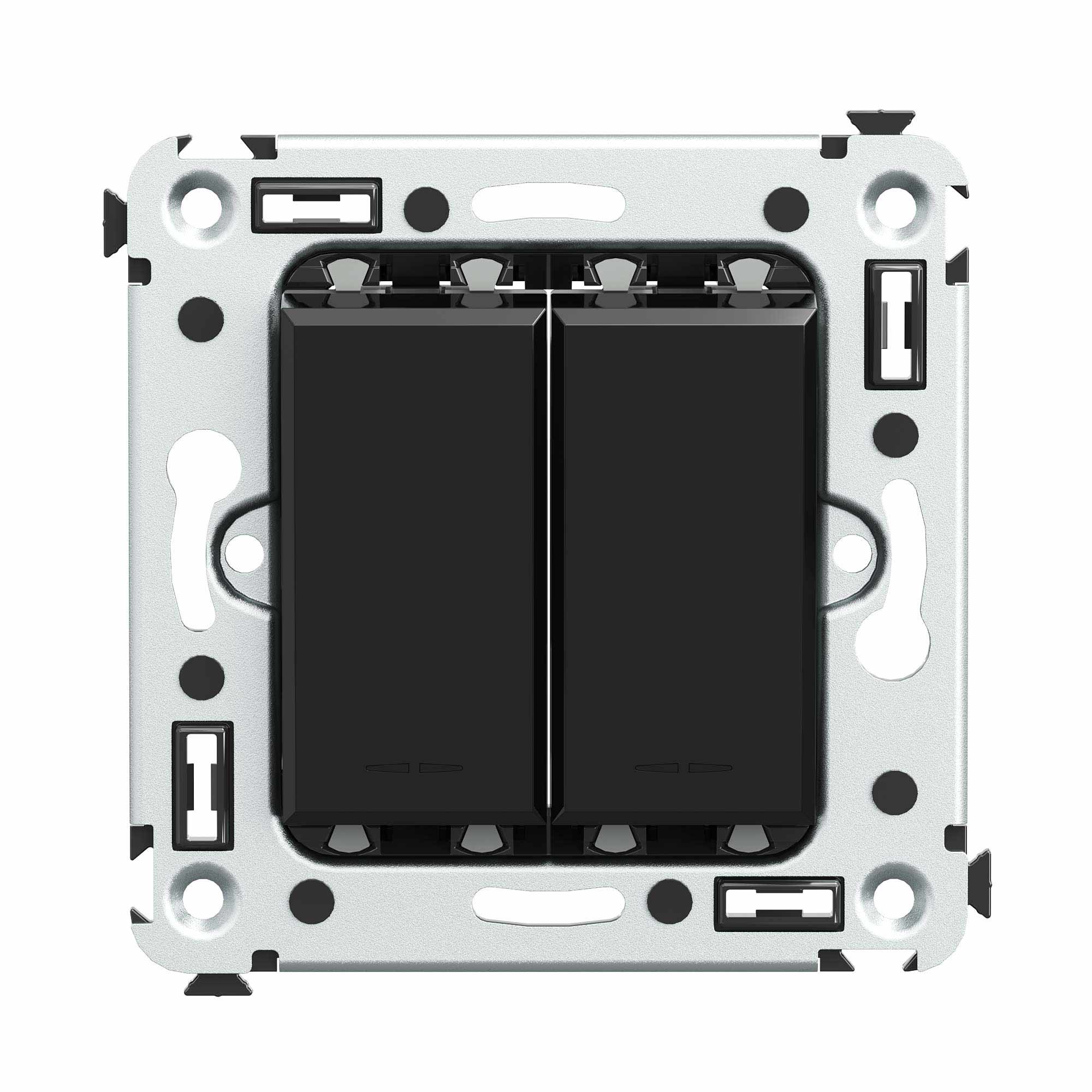 Выключатели, переключатели, инверторы Инвертор двухклавишный в стену, Avanti, черный квадрат DKC|ДКС