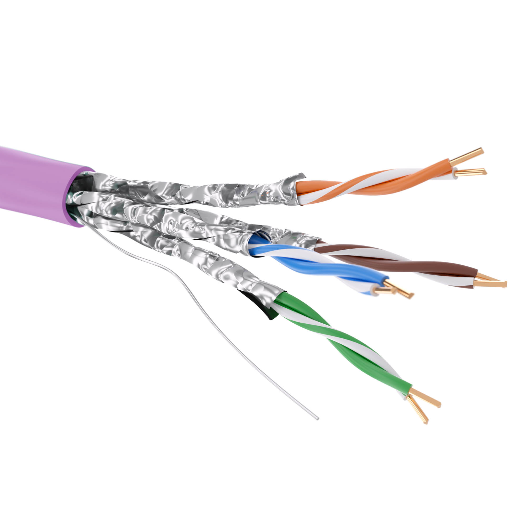 Кабели витая пара кат. 6А Кабель витая пара кат. 6А экранированный U/FTP, 4 пары, нг(А)-LSLTx, цвет внешней оболочки фиолетовый, бухта 500 м DKC|ДКС