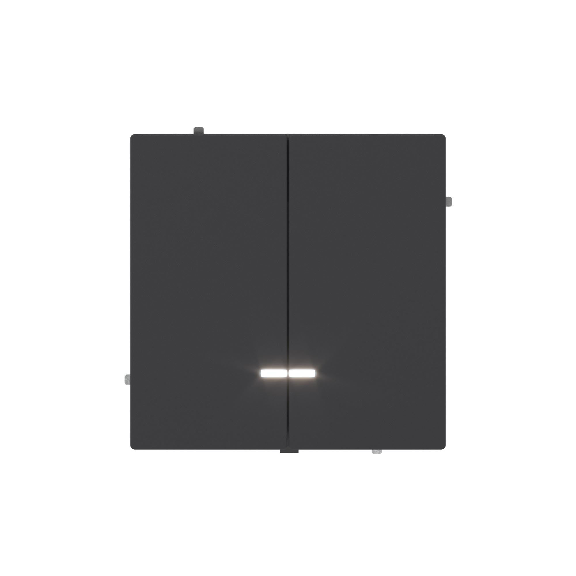 Выключатель двухклавишный с подсветкой, KANT, черный уголь