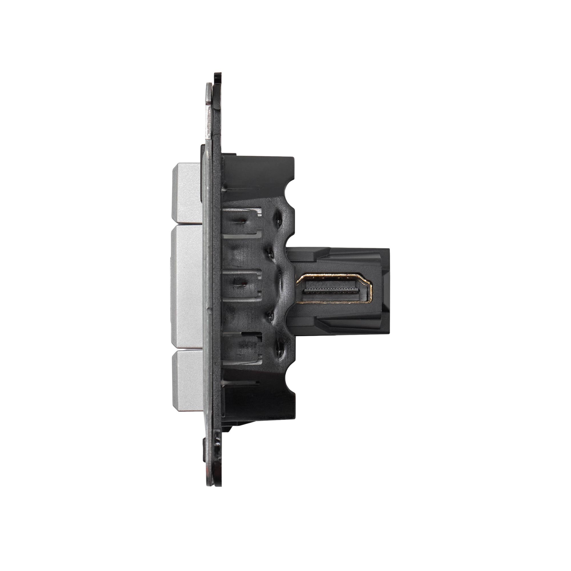 HDMI розетка одинарная в стену, тип А-А, Avanti, закаленная сталь