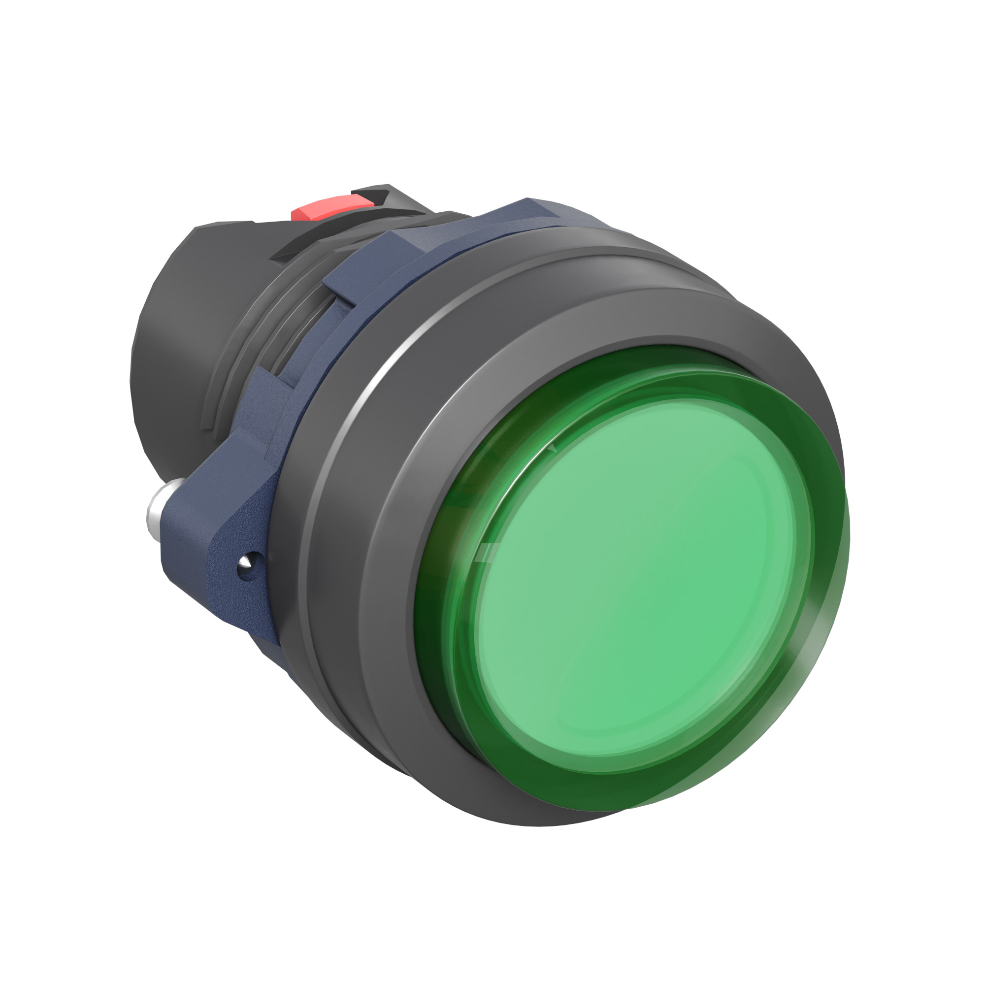 Головка кнопки выпуклая прозрачная с фиксацией, зеленая