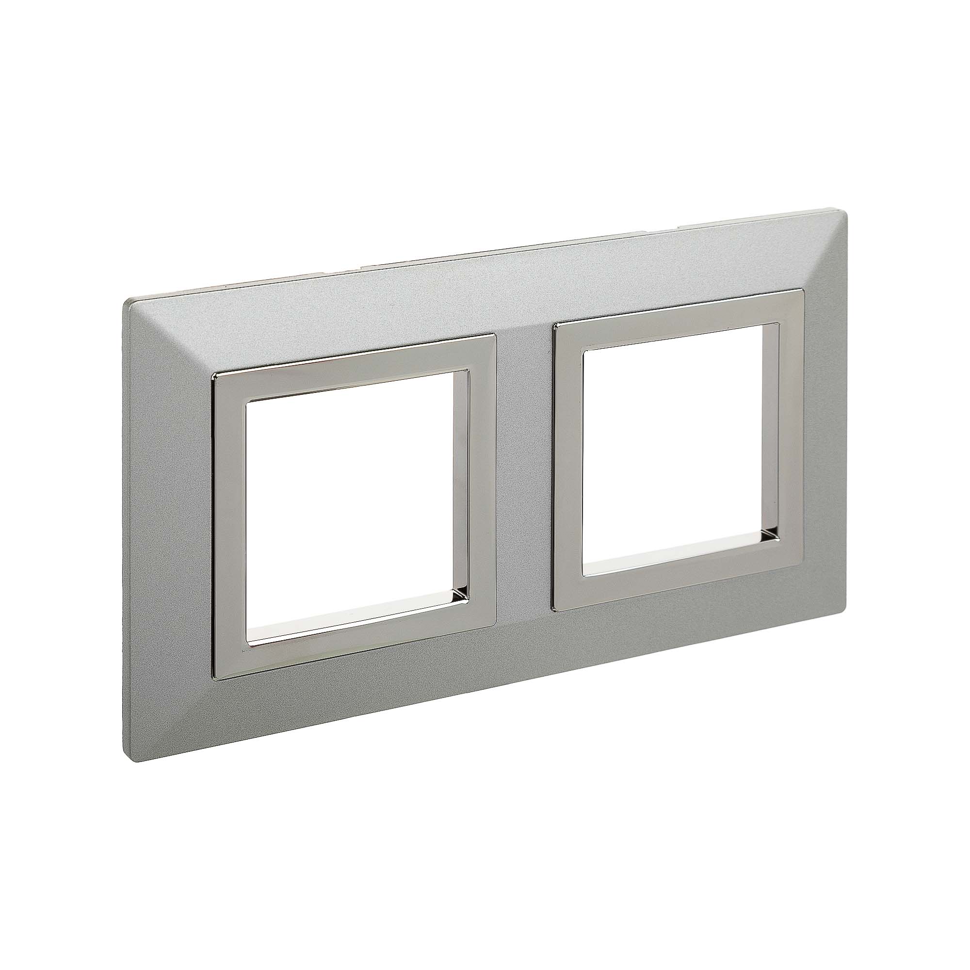 Рамка из металла 2 поста (4 мод.), Avanti, светло-серебристая