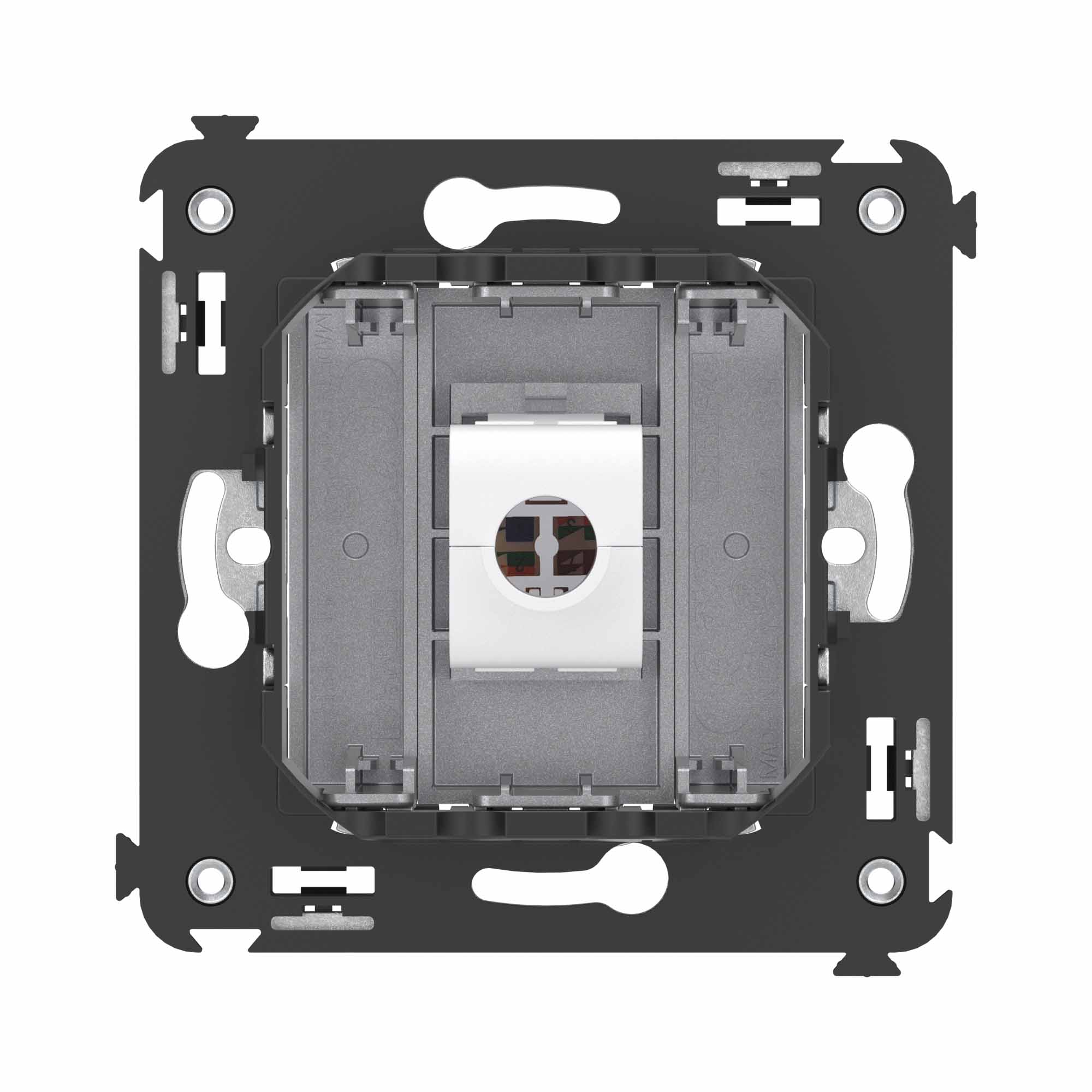 Компьютерная розетка RJ-45 без шторки в стену, кат.6А одинарная, Avanti, закаленная сталь