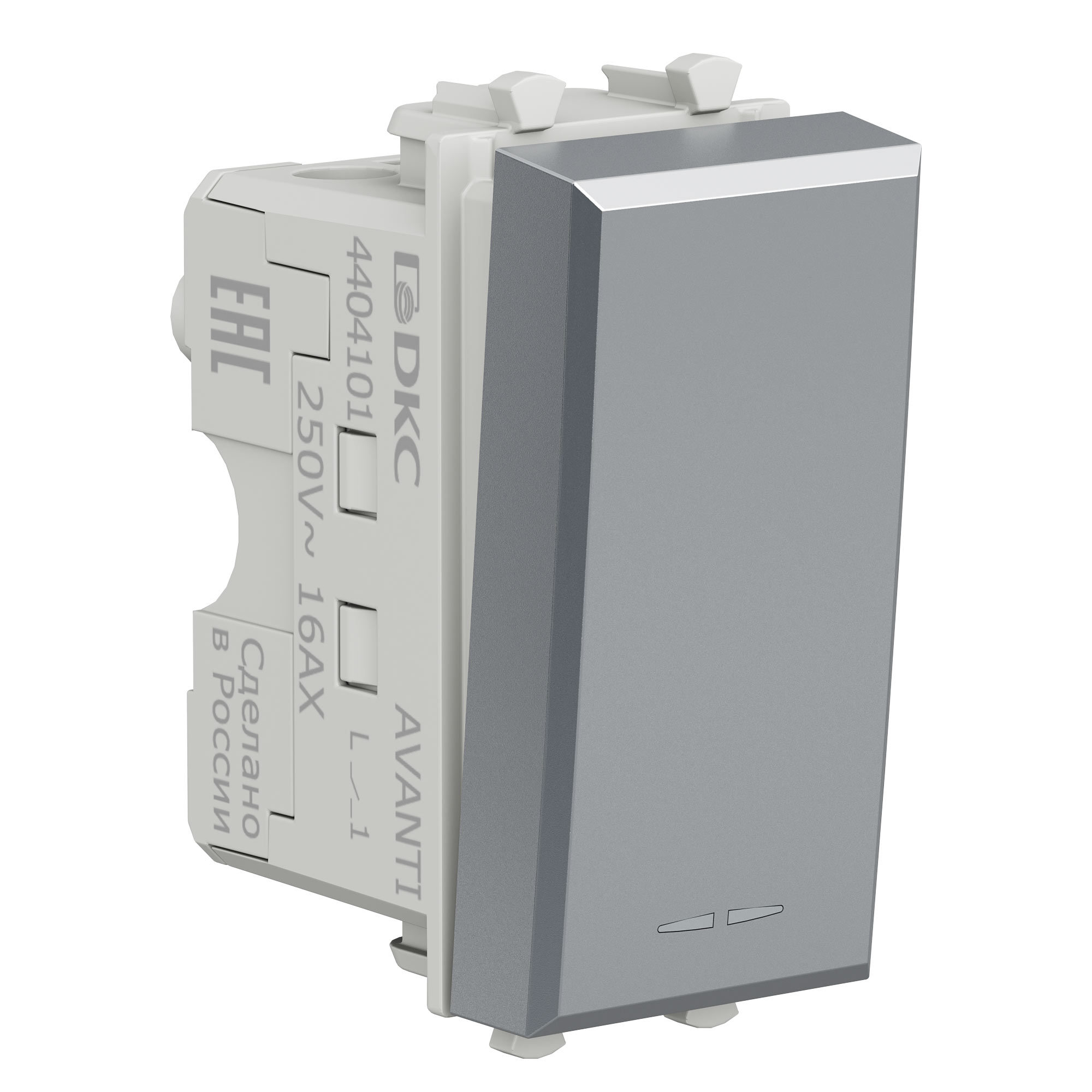 Выключатель модульный, Avanti, закаленная сталь, 1 модуль