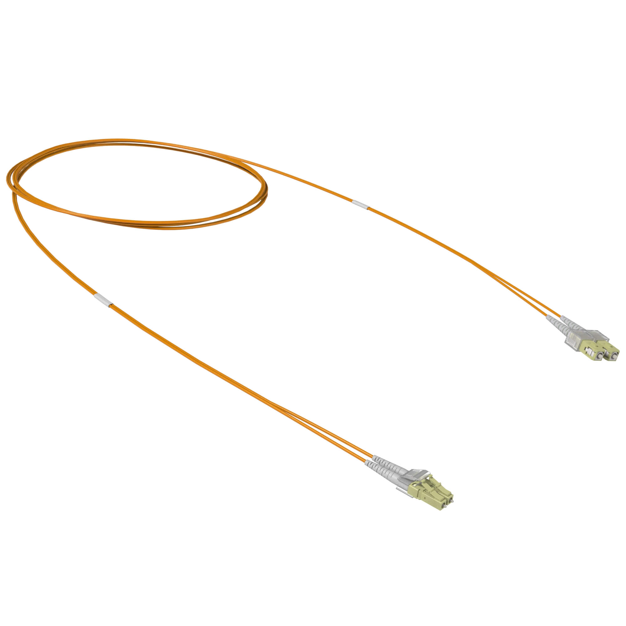 Коммутационные дуплексные шнуры с волокнами ОМ2 Оптический коммутационный шнур переходной двухволоконный (Duplex) LC-UPC/SC-UPC, 50/125 OM2, 2 м DKC|ДКС