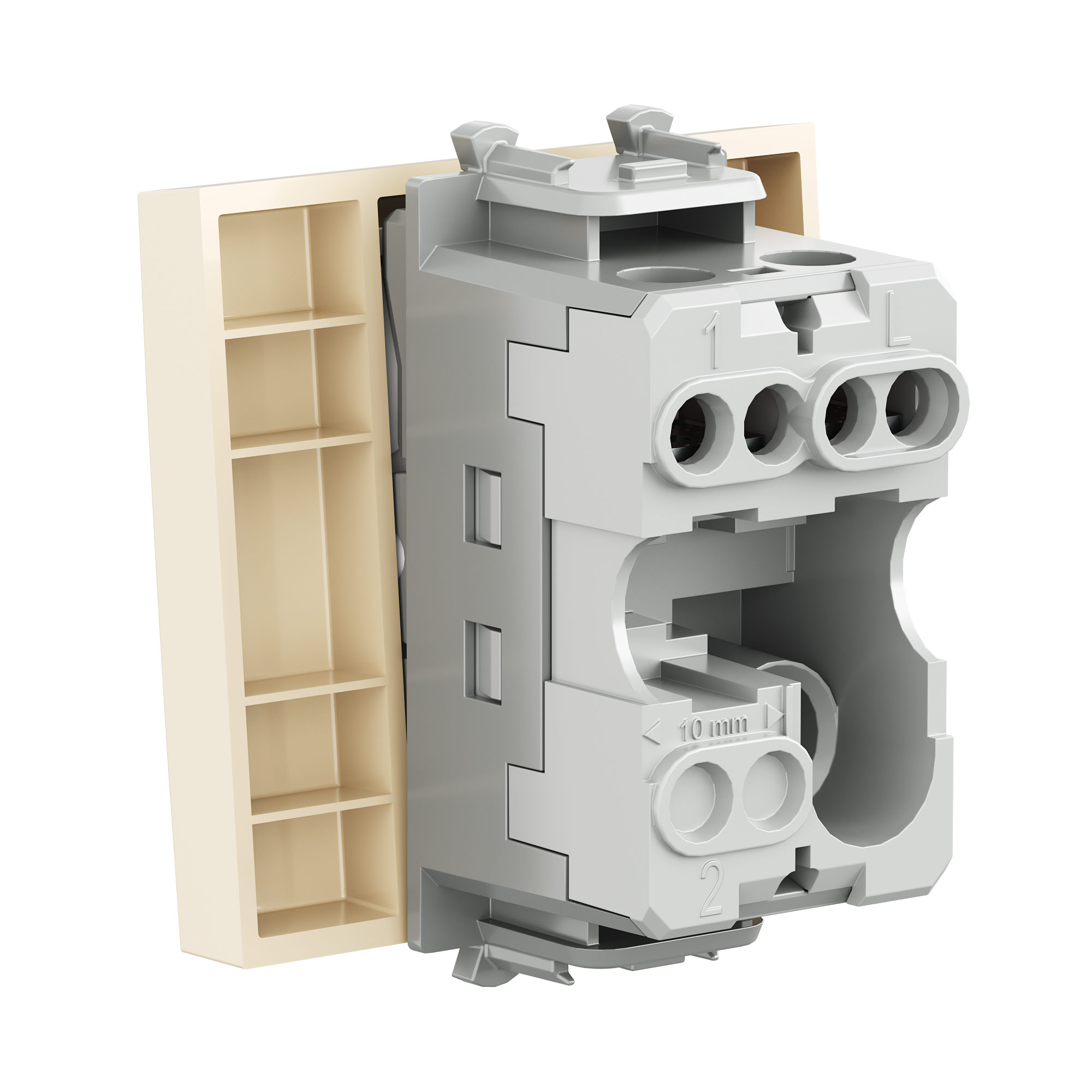 Выключатель одноклавишный модульный, Avanti, ванильная дымка, 2 модуля