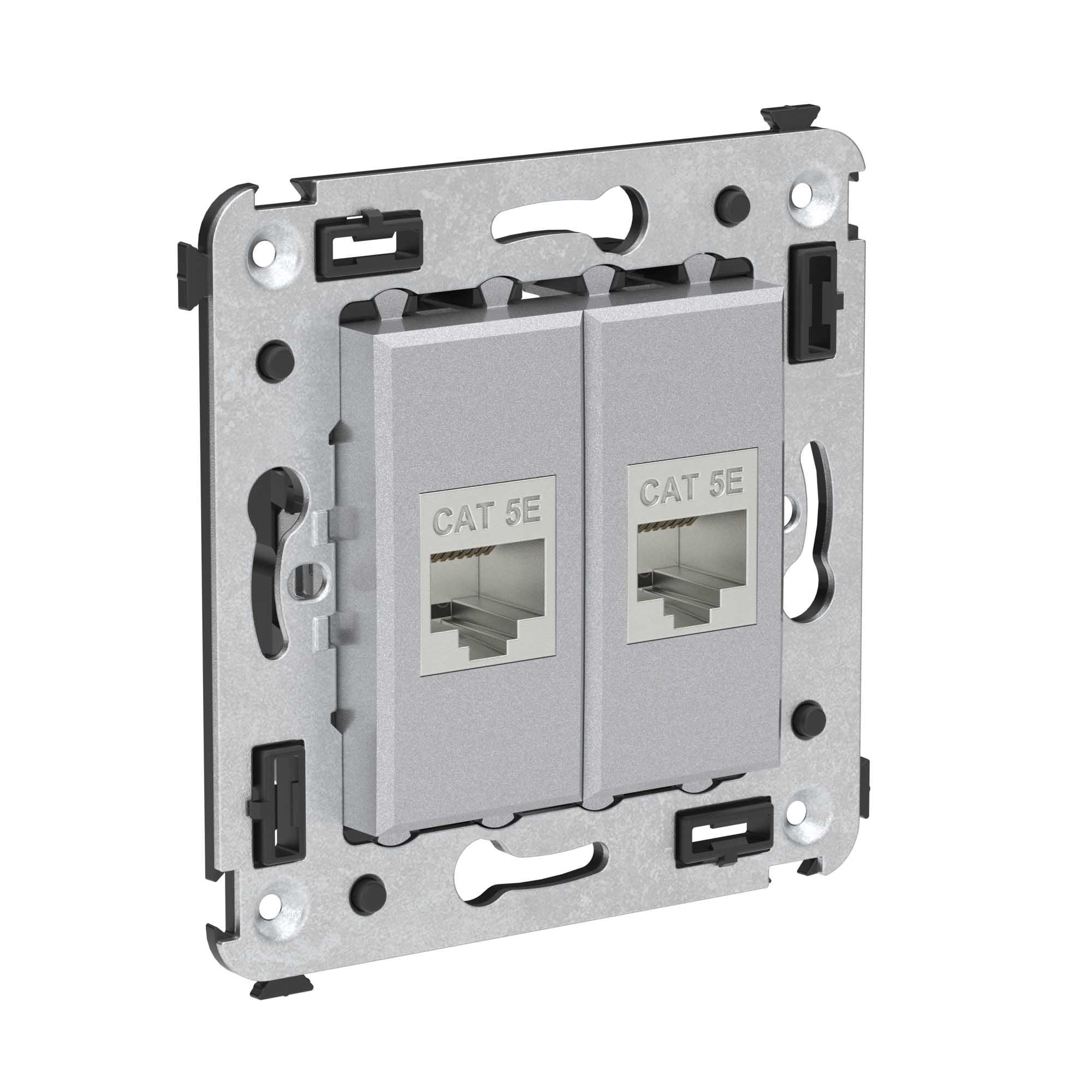 Компьютерная розетка RJ-45 без шторки в стену, кат.5e двойная ...