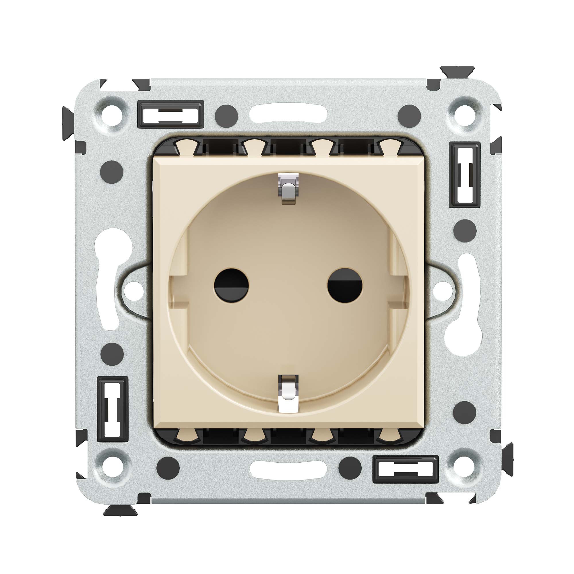 Силовые розетки Розетка в стену, 2P+E, с з/ш, Avanti, ванильная дымка DKC|ДКС