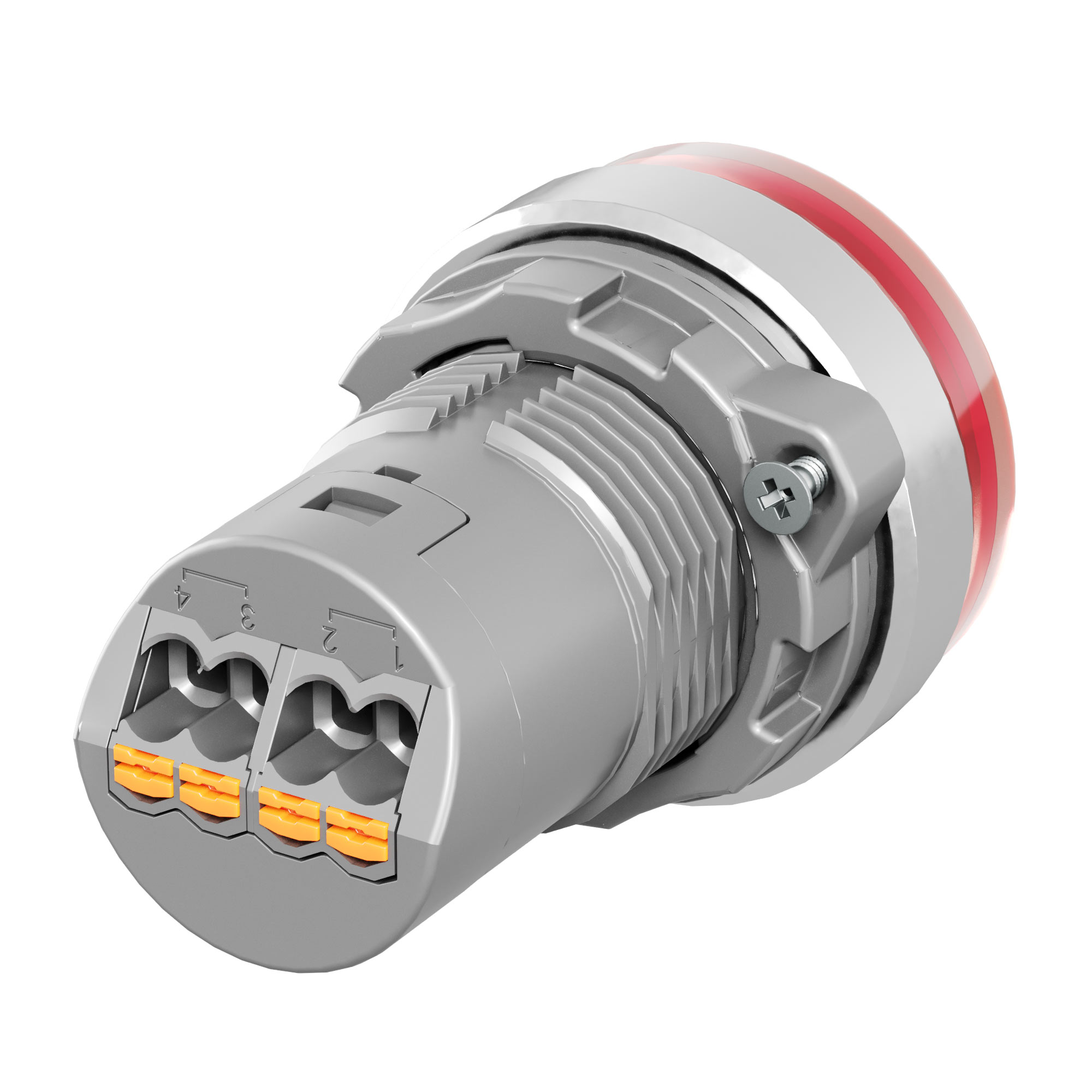 Сигнальная лампа со встроенным диодом 9-24В, красная, алюминиевое кольцо, зажим Push-In