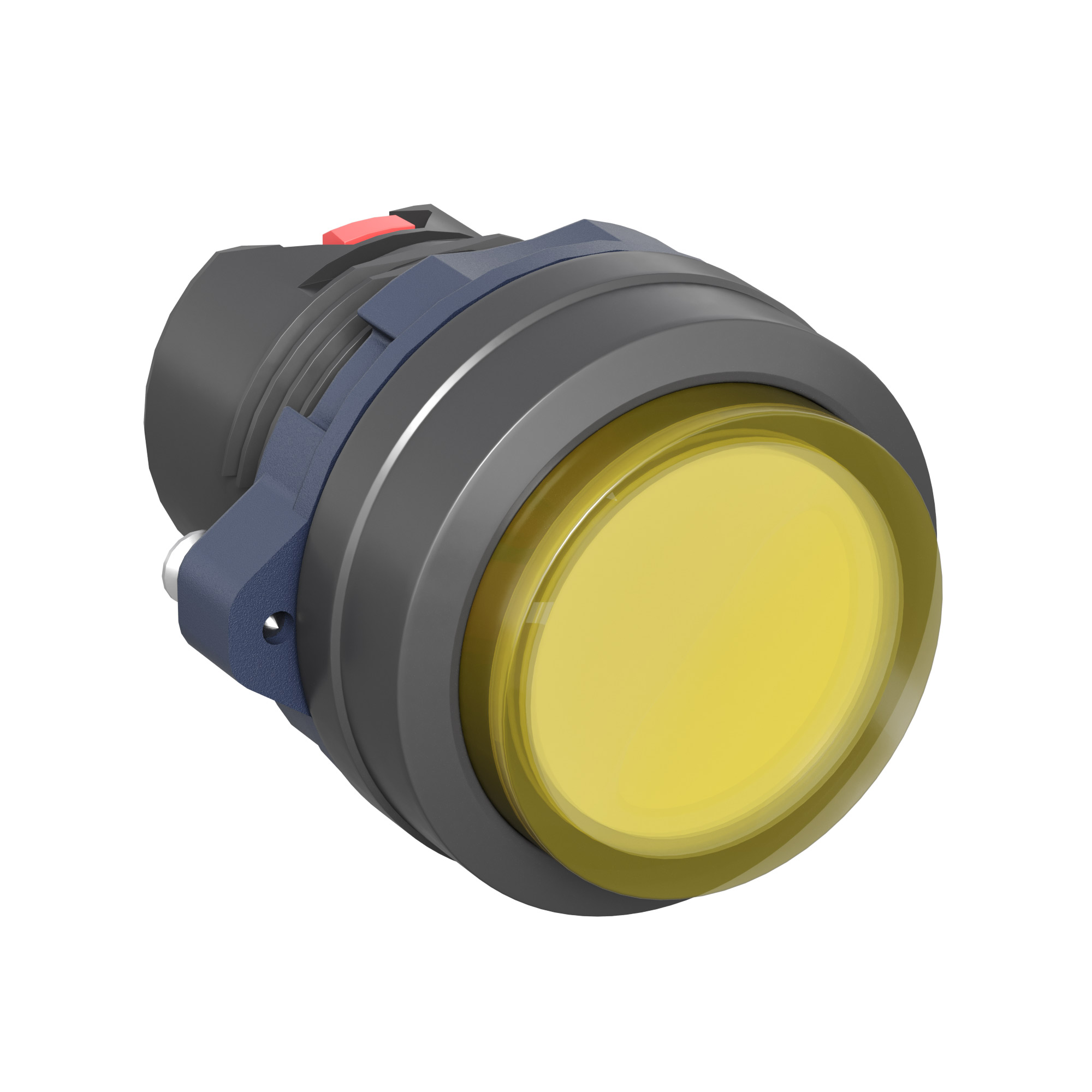 Головка кнопки выпуклая прозрачная с фиксацией, жёлтая