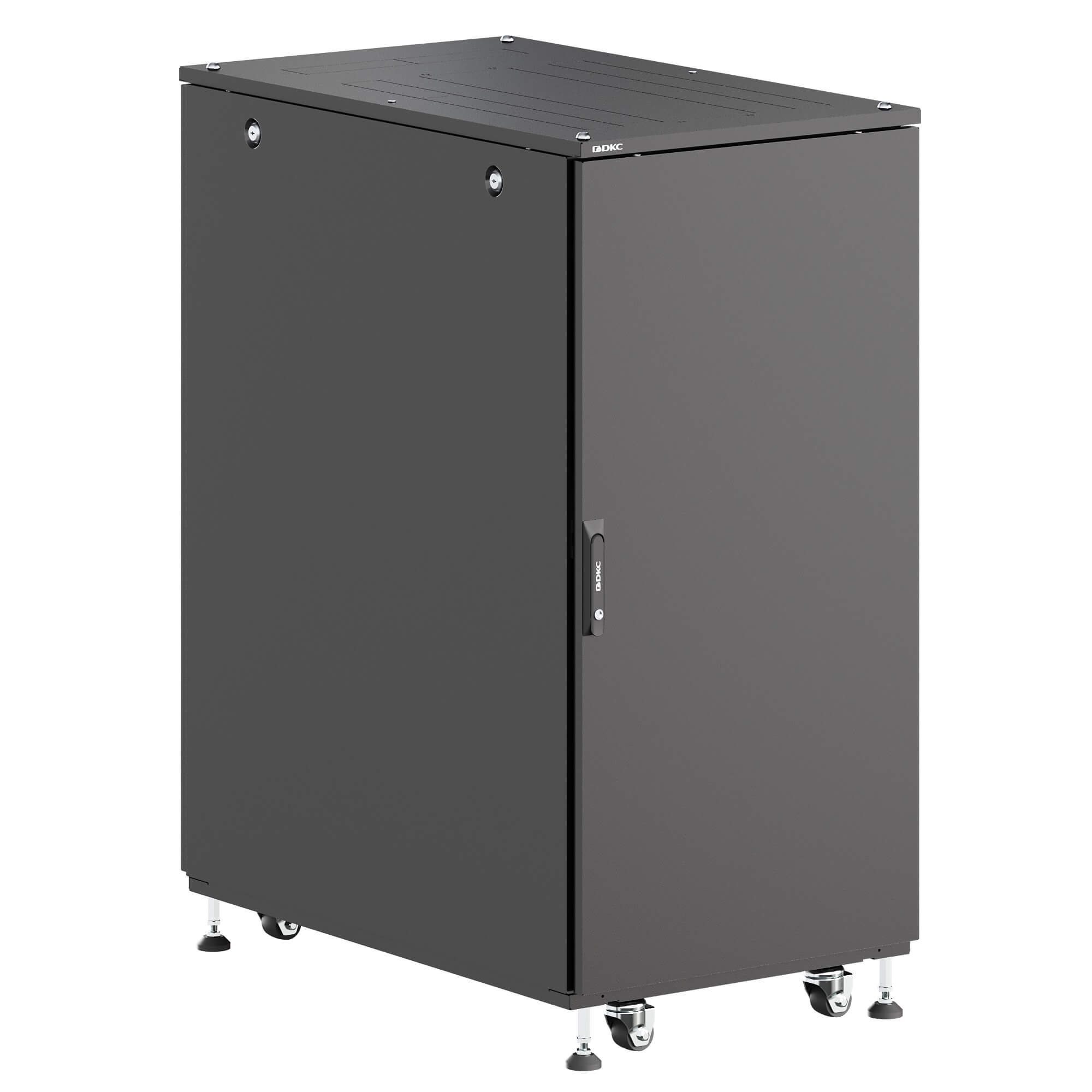 ИТ шкаф напольный 19'' 24U 600x800мм, крыша с вырубкой, сплошная металл и сплошная металл, одинарные боковые панели, черный RAL9005