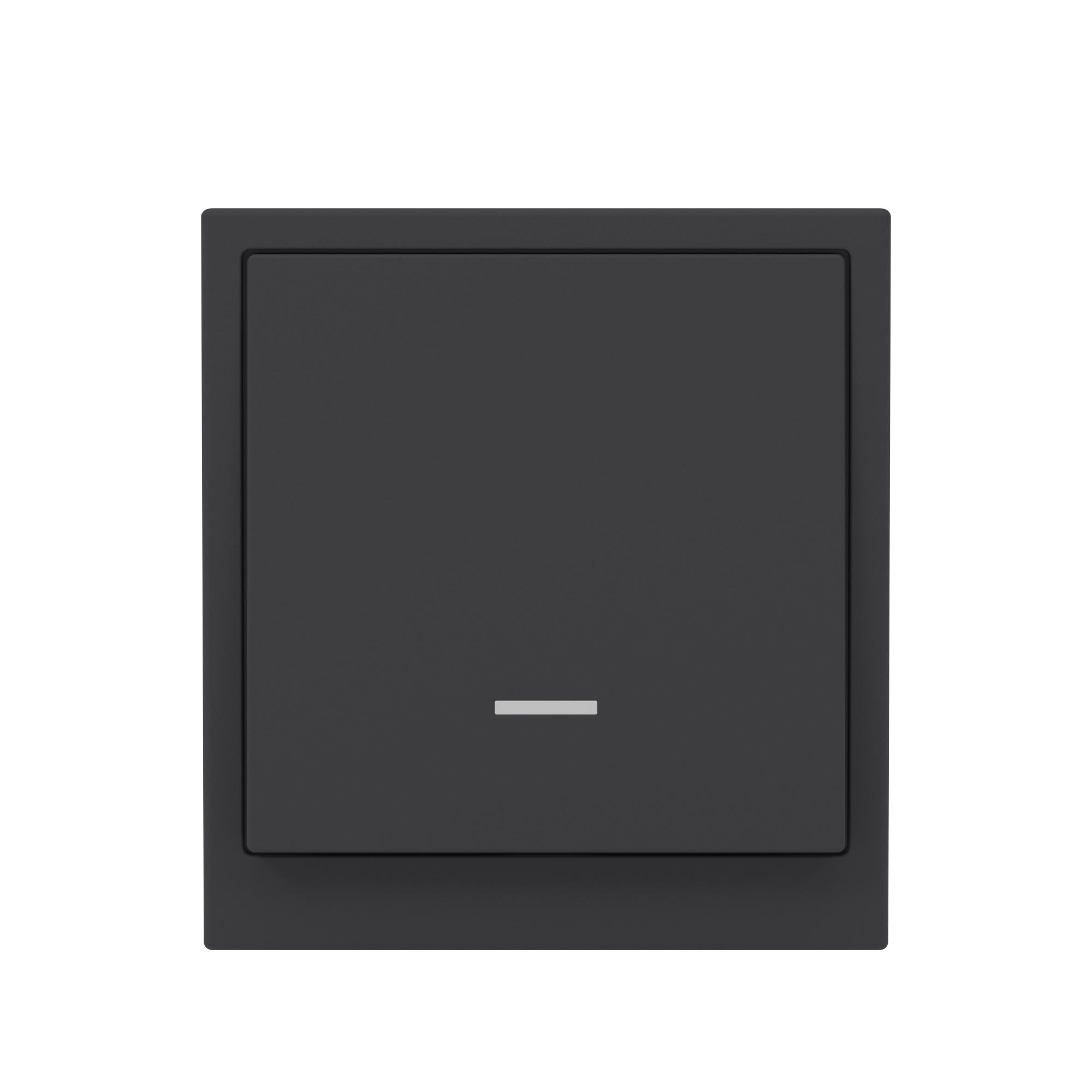 Переключатель одноклавишный с подсветкой, KANT, черный уголь