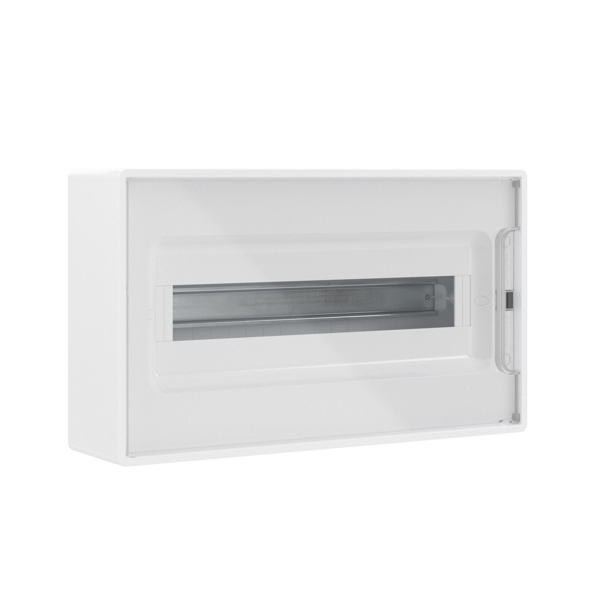 Щиток 18 мод настенный Фрейм (FRAME), белый с прозрачной дверцей, с 2 шинами PEN  на 8 и 10 отв.