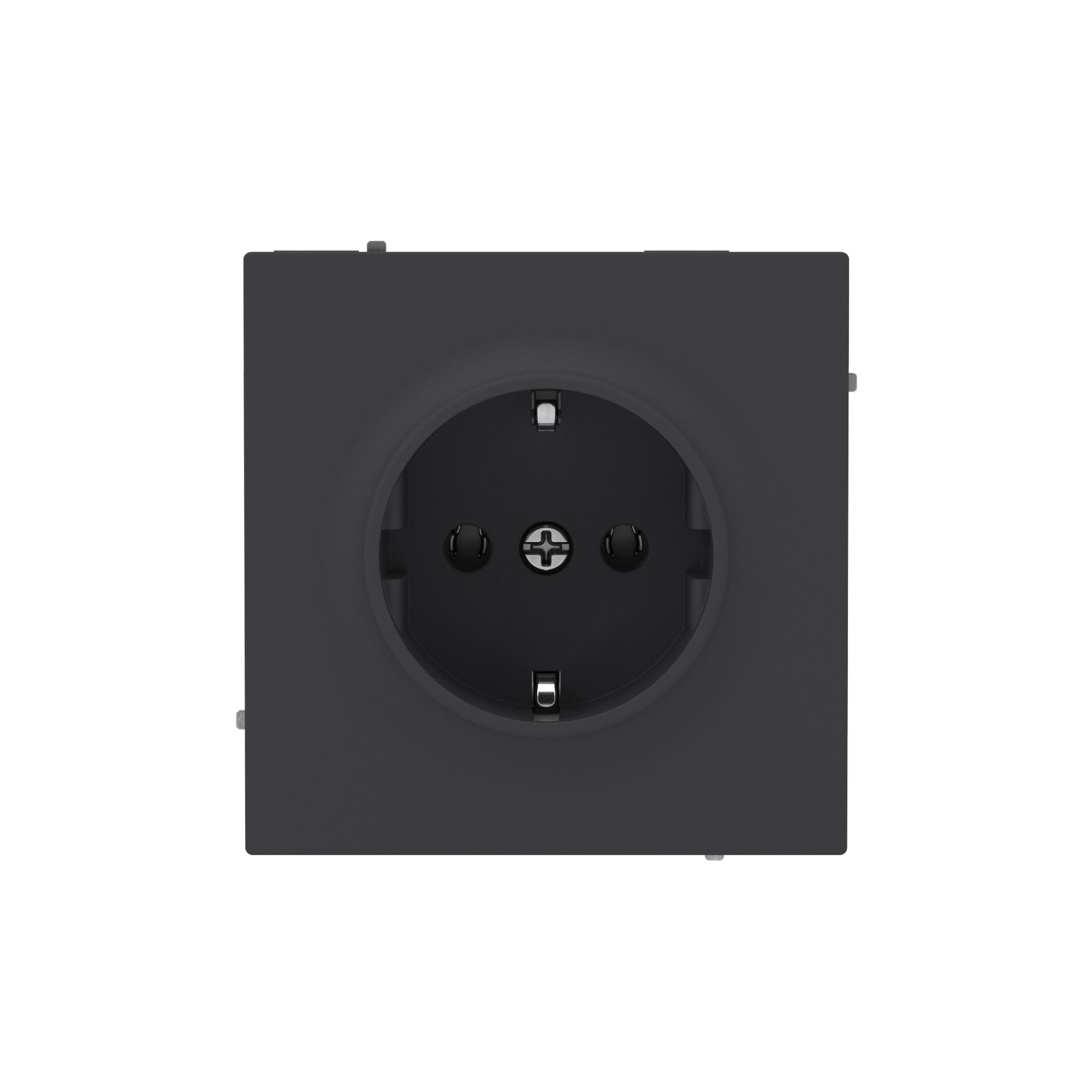 Розетка силовая, 2P+E, без з/ш, KANT, черный уголь