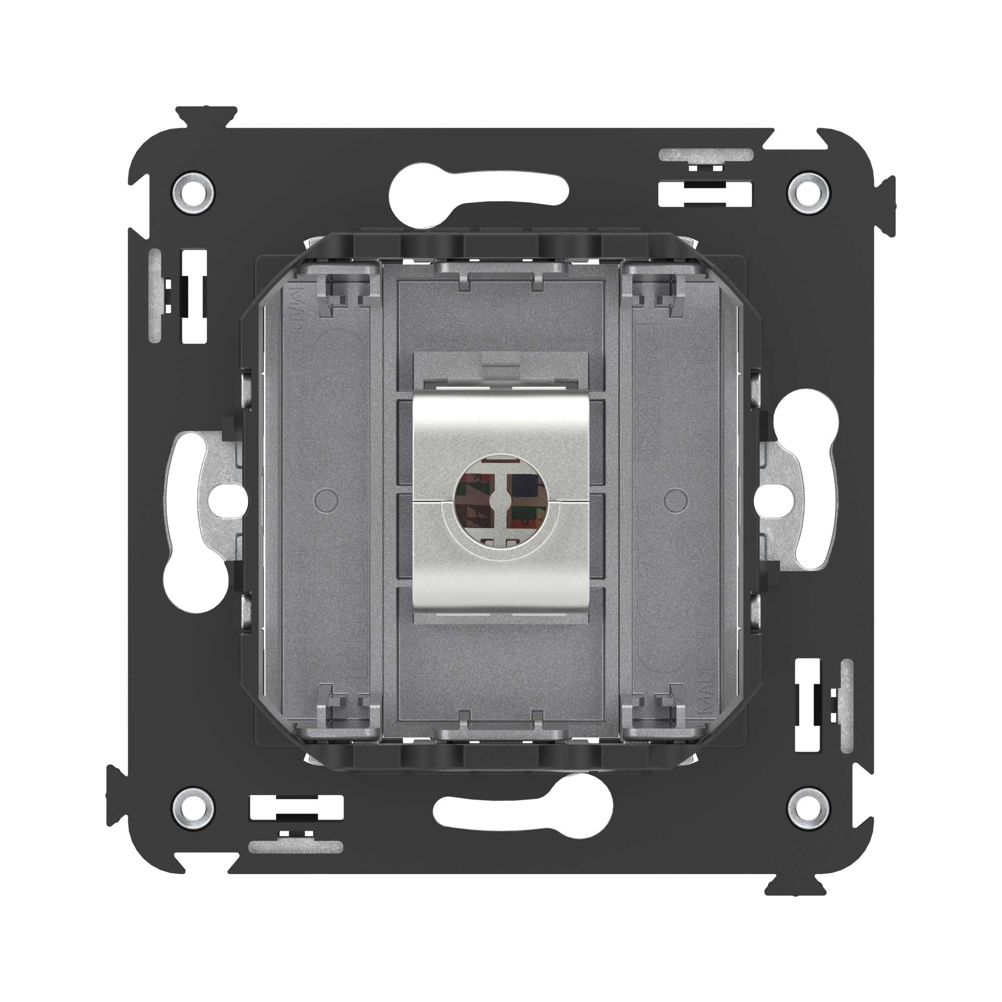 Компьютерная розетка RJ-45 без шторки в стену, кат.5e одинарная экранированная, Avanti, закаленная сталь