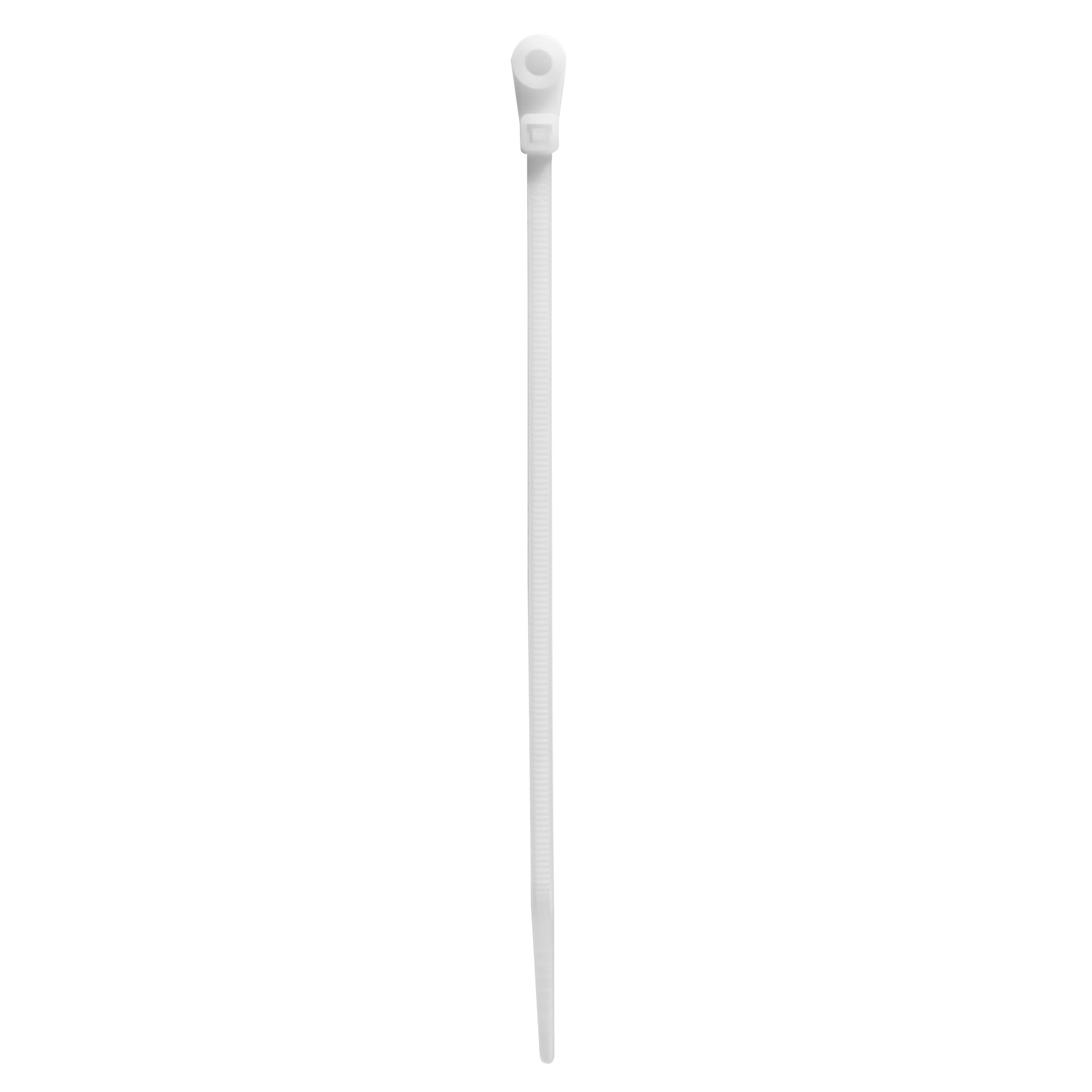 Хомут P6.6 с монтажным отверстием M6, белый, 7,6x400