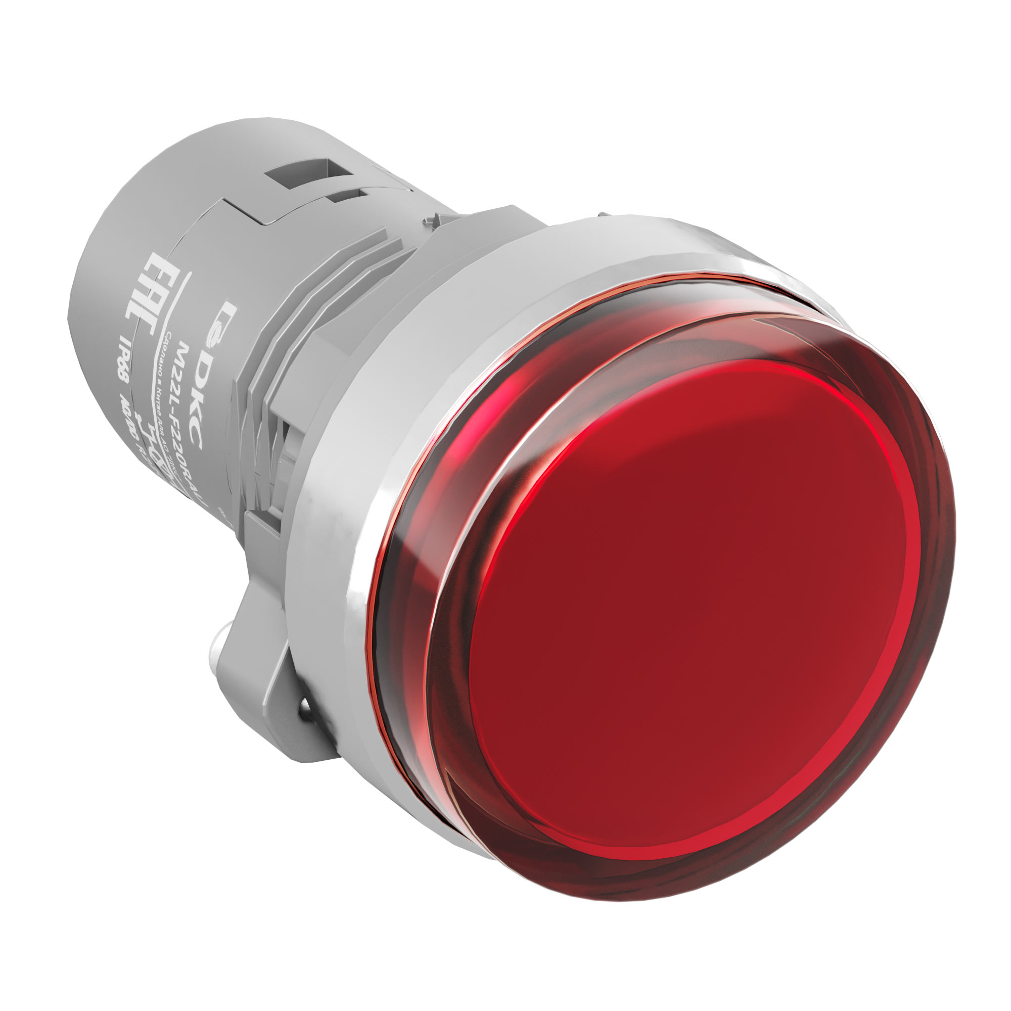 Сигнальная лампа со встроенным диодом 220В, красная, алюминиевое кольцо, зажим Push-In