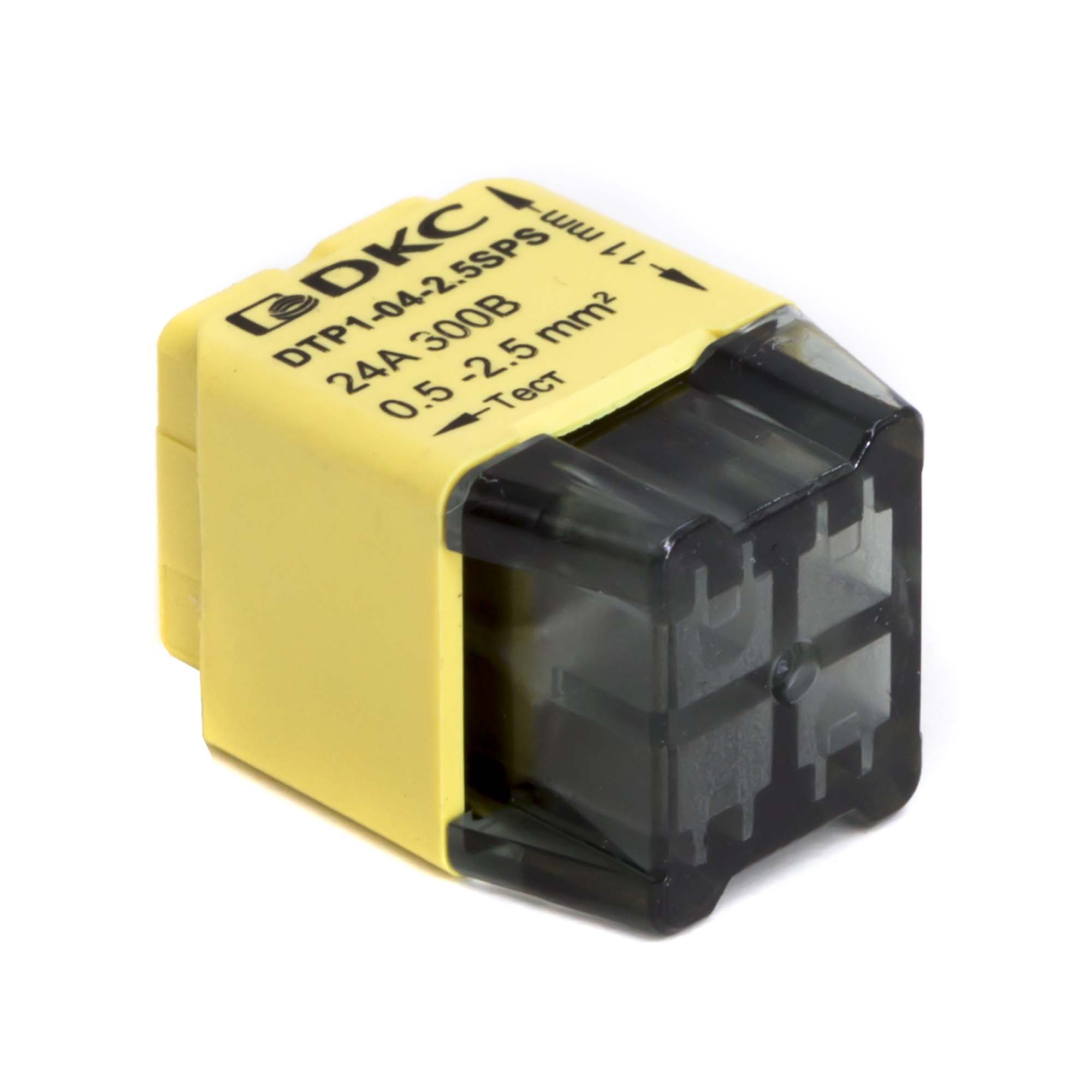 Screwless distributed terminal pad for solid cable 2.5 sq.mm 4 contact, yellow