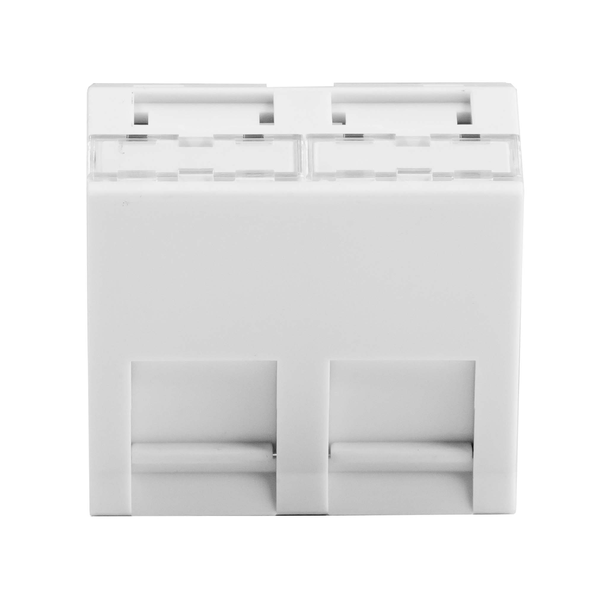 Face plate 45x45, inclined for 2 Keystone modules with curtain