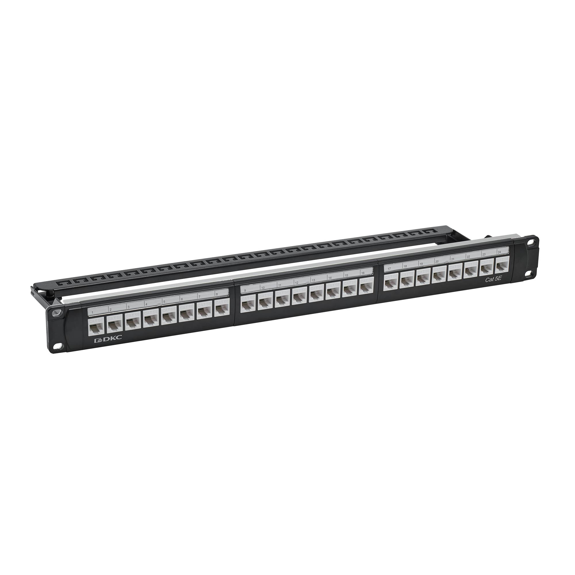 Коммутационные панели  кат. 5е Патч-панель модульная 19", 1U, CAT5E, 24 модуля RJ45 Кейстоун(Keystone), неэкранированная DKC|ДКС