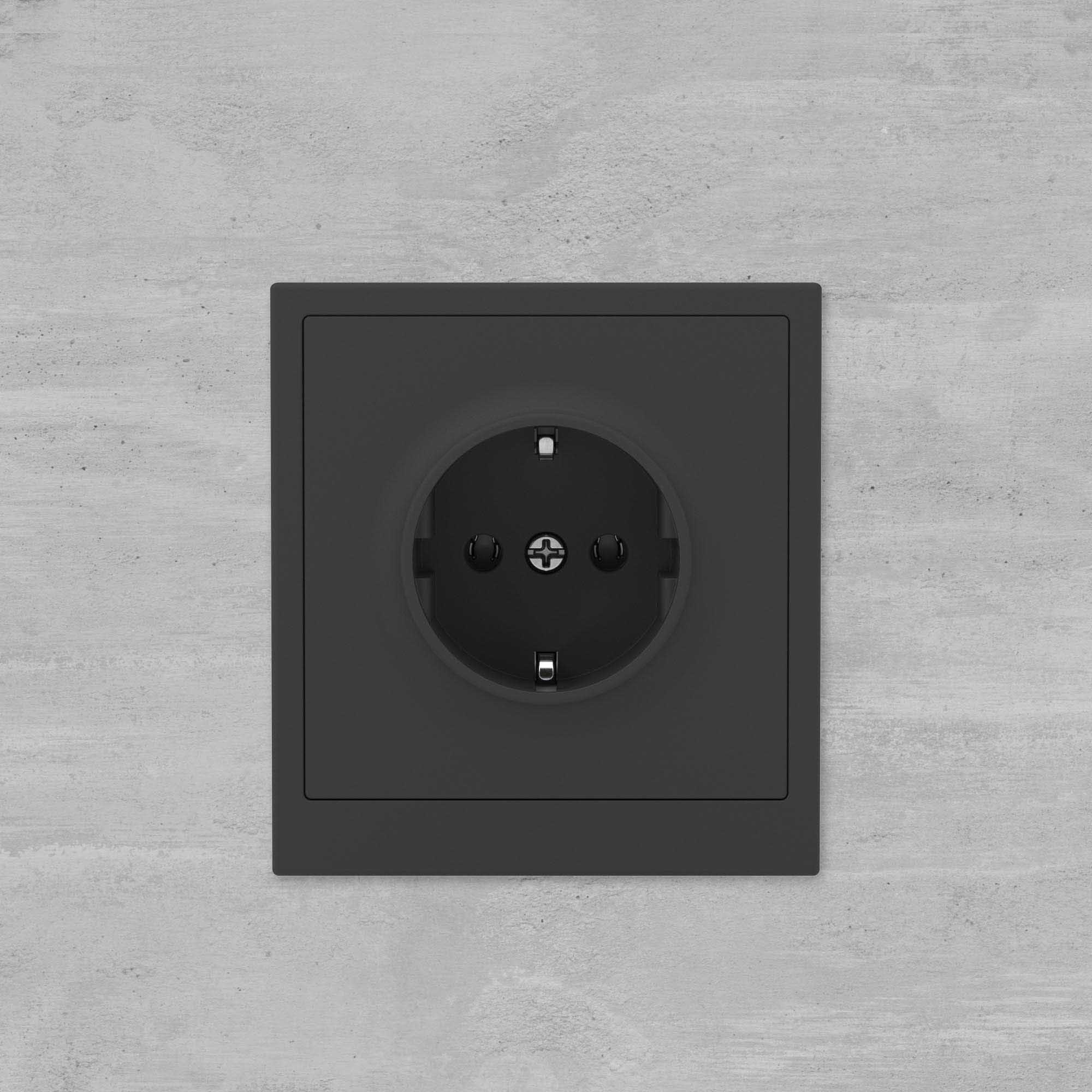 Розетка силовая, 2P+E, без з/ш, KANT, черный уголь