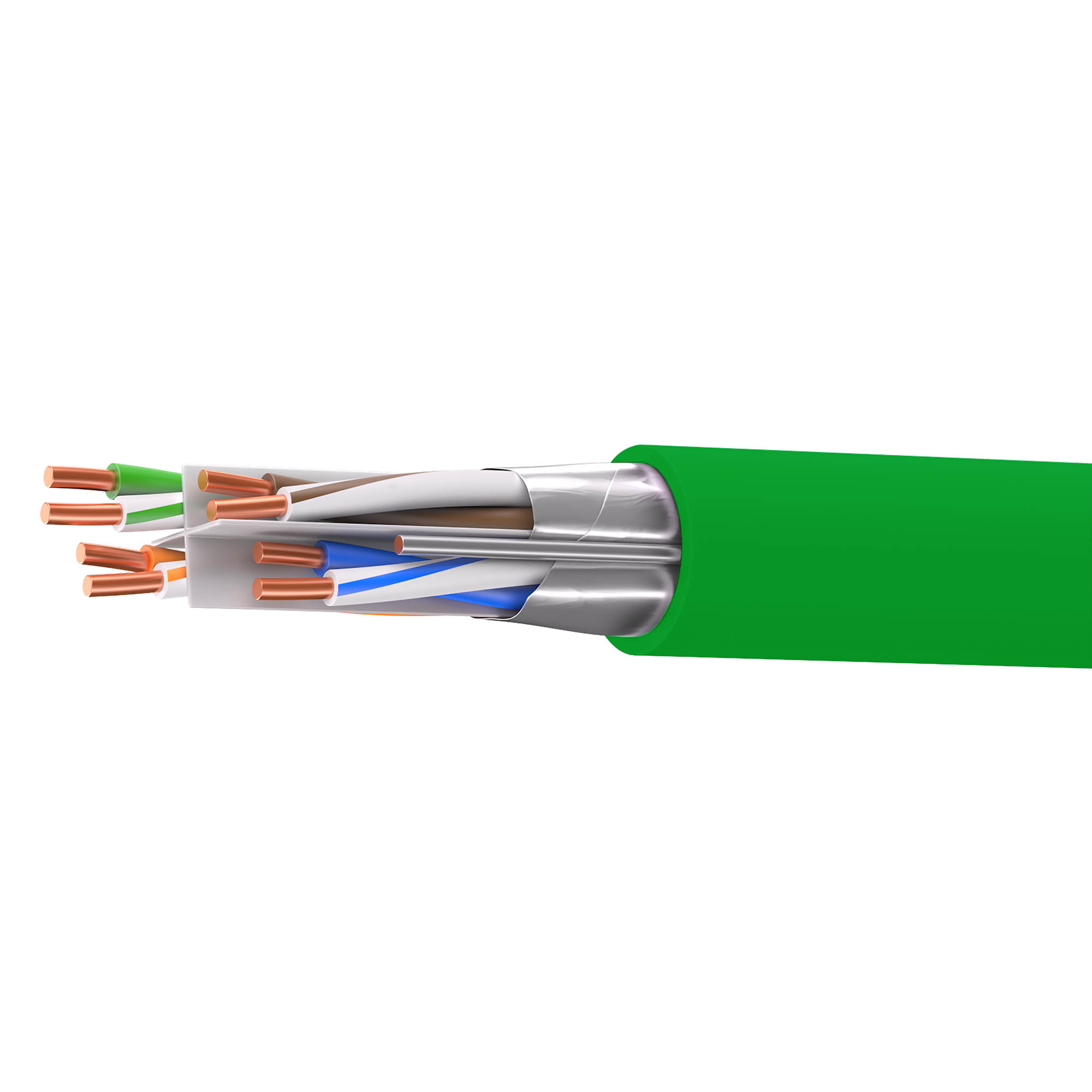 Кабель витая пара кат. 6 Кабель витая пара кат. 6 экранированный F/UTP, 4 пары, нг(А)-HF, цветвнешней оболочки зеленый катушка 305 м DKC|ДКС